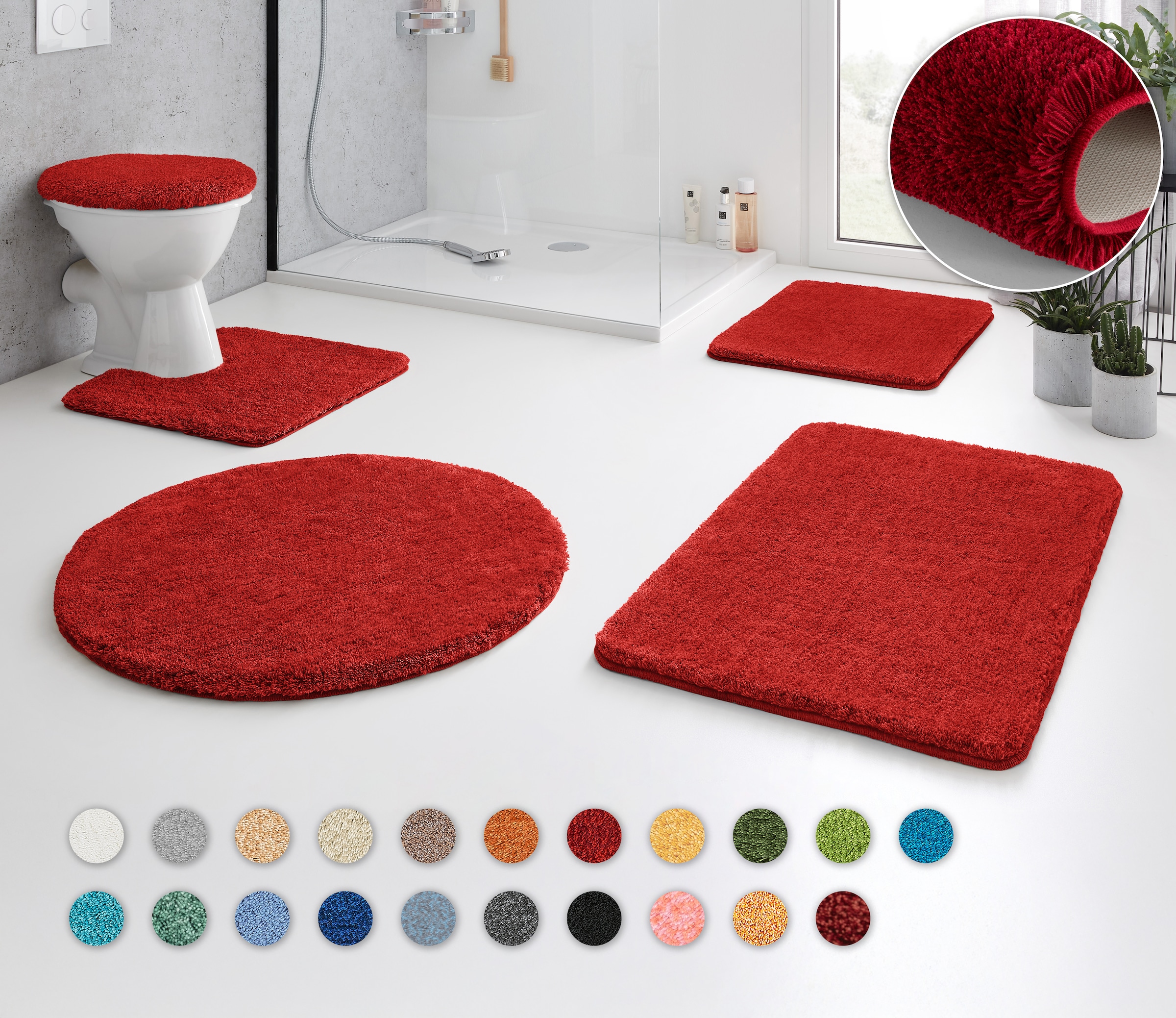 Kleine Wolke Badematte »RELAX«, rutschhemmend beschichtet, fußbodenheizungsgeeignet, Badteppich, Uni Farben, rechteckig, rund & als Set erhältlich