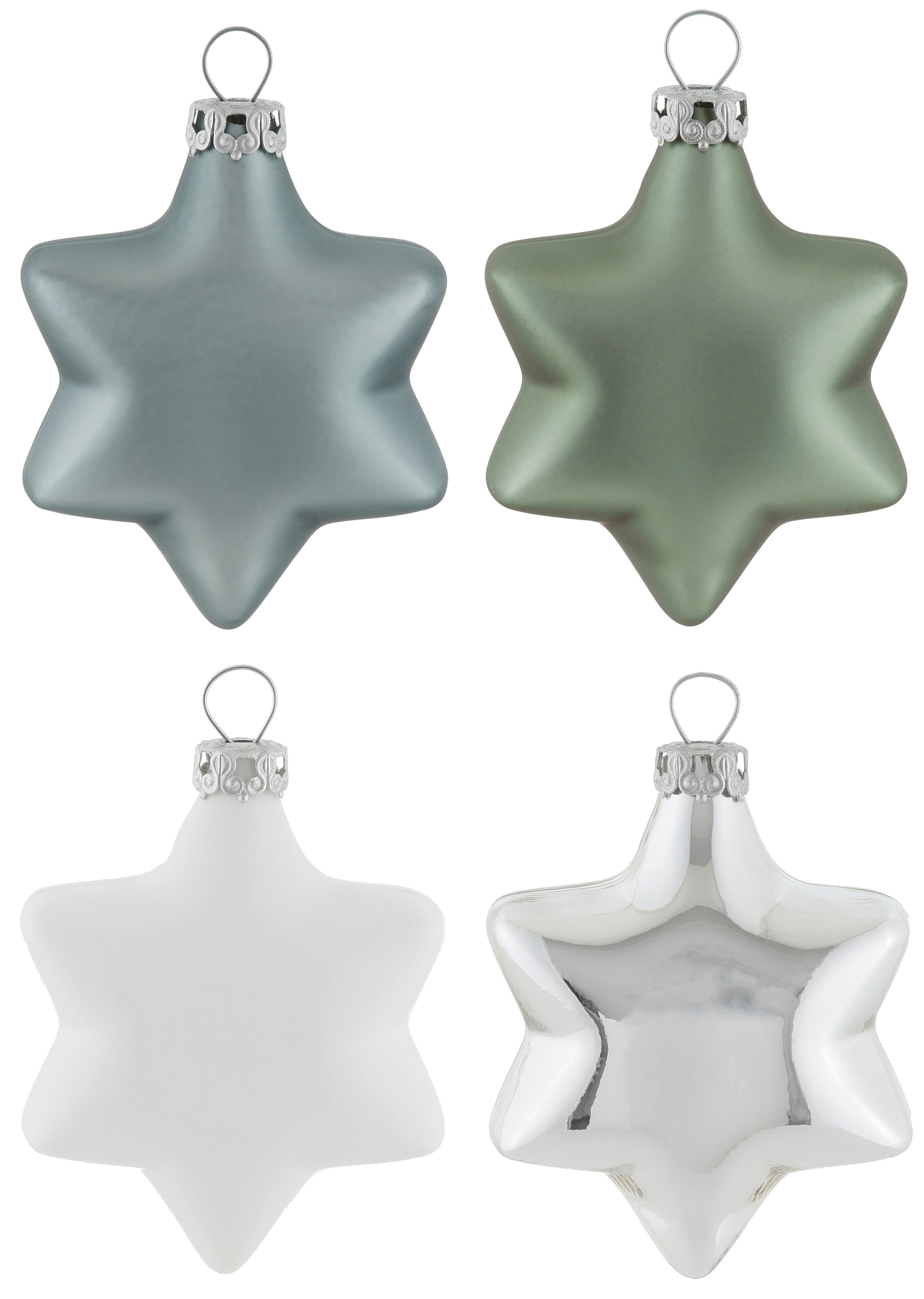 Thüringer Glasdesign Christbaumschmuck »Christmas Hygge«, (Set, 4 tlg.), Sterne, Ø ca. 6 cm