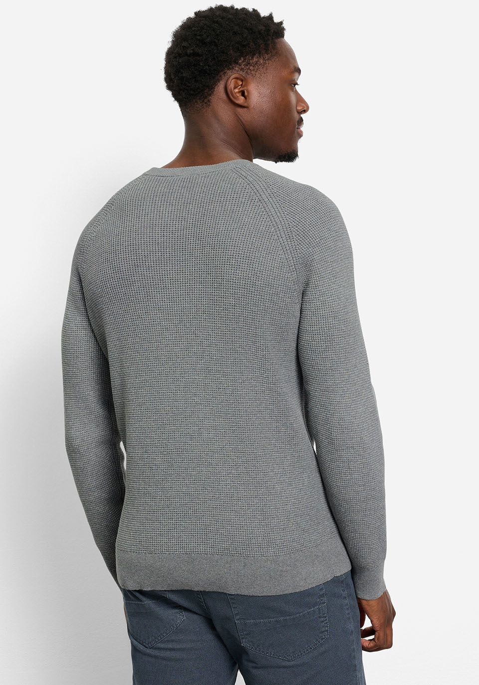 OLYMP Rundhalspullover »Waffle Structure«, Rundhals, casual, unifarben, regular fit