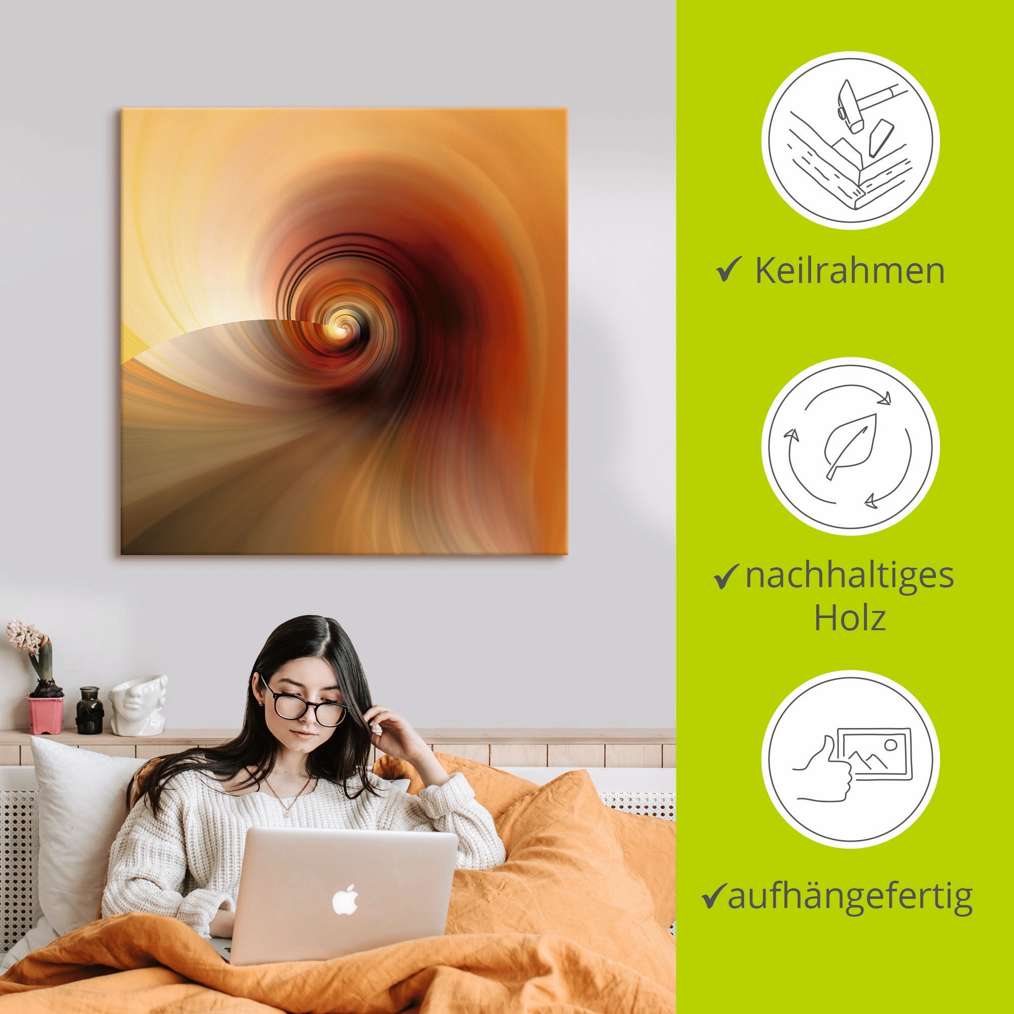 Artland Leinwandbild »Abstraktes in Creme«, Muster, (1 St.), auf Keilrahmen gespannt