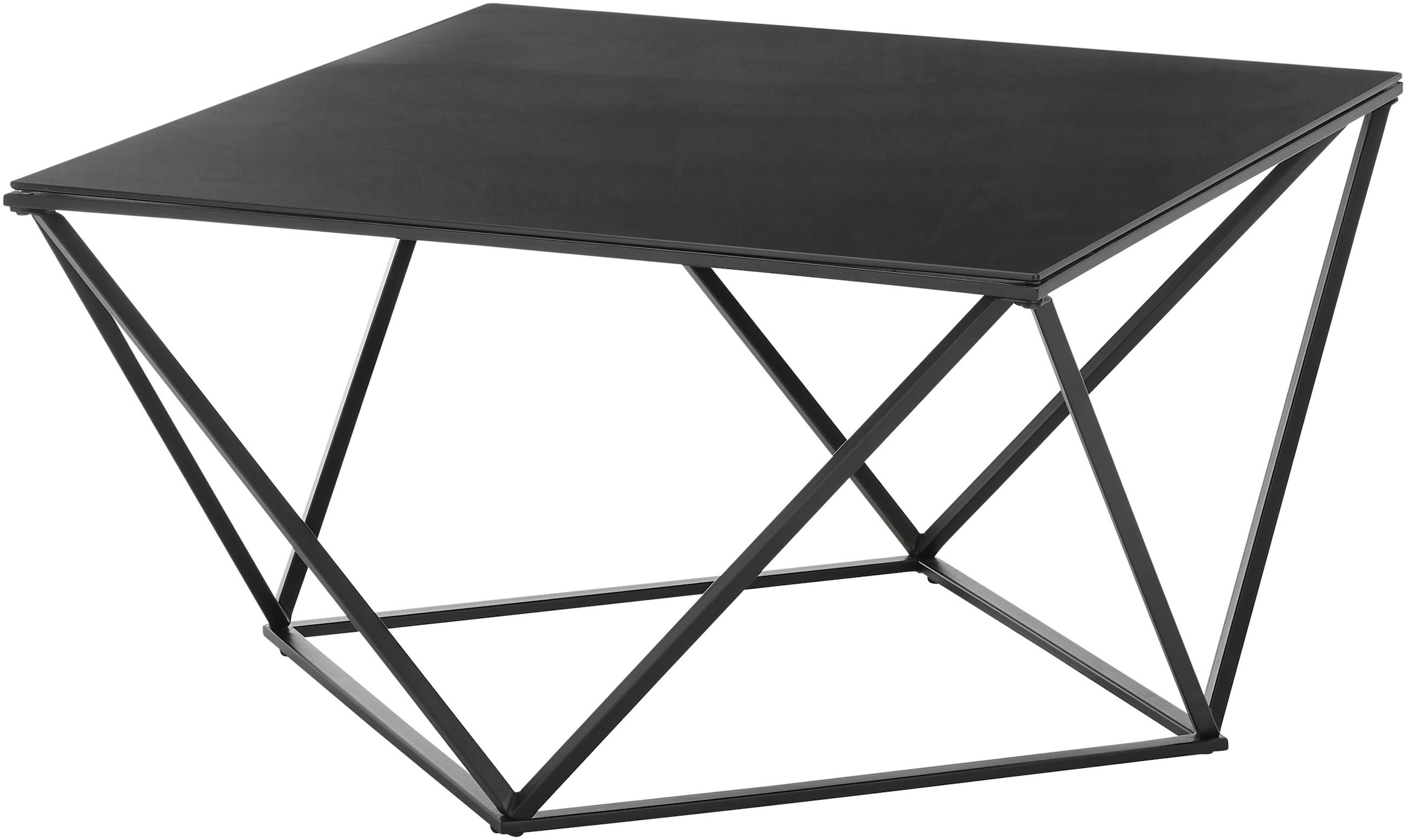 Stolkom Couchtisch »Senta Glastisch quadratisch schwarz, moderner Tisch BxHxT 80x45x80 cm«, Quadratisch, Glas in schwarz getönt, Formschönes Gestell schwarz