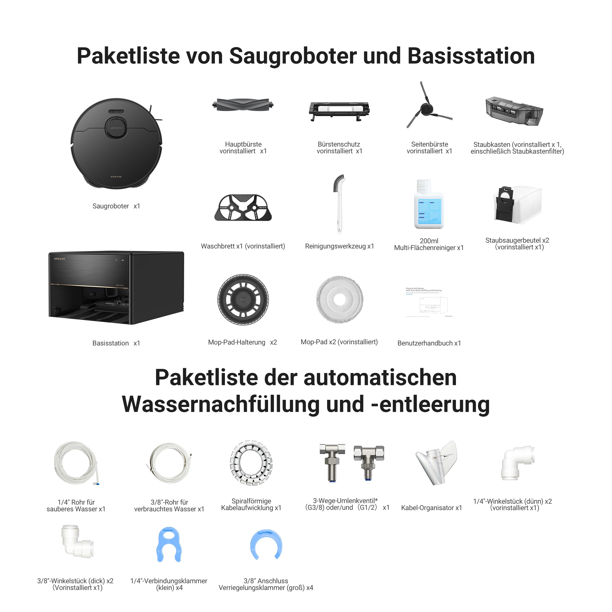 Dreame Saugroboter »Dreame X40 Master mit Wischfunktion, direkter Wasseranschluss«, 12.000Pa Saugkraft, 8-in-1-Basisstation mit automatischer Wartung