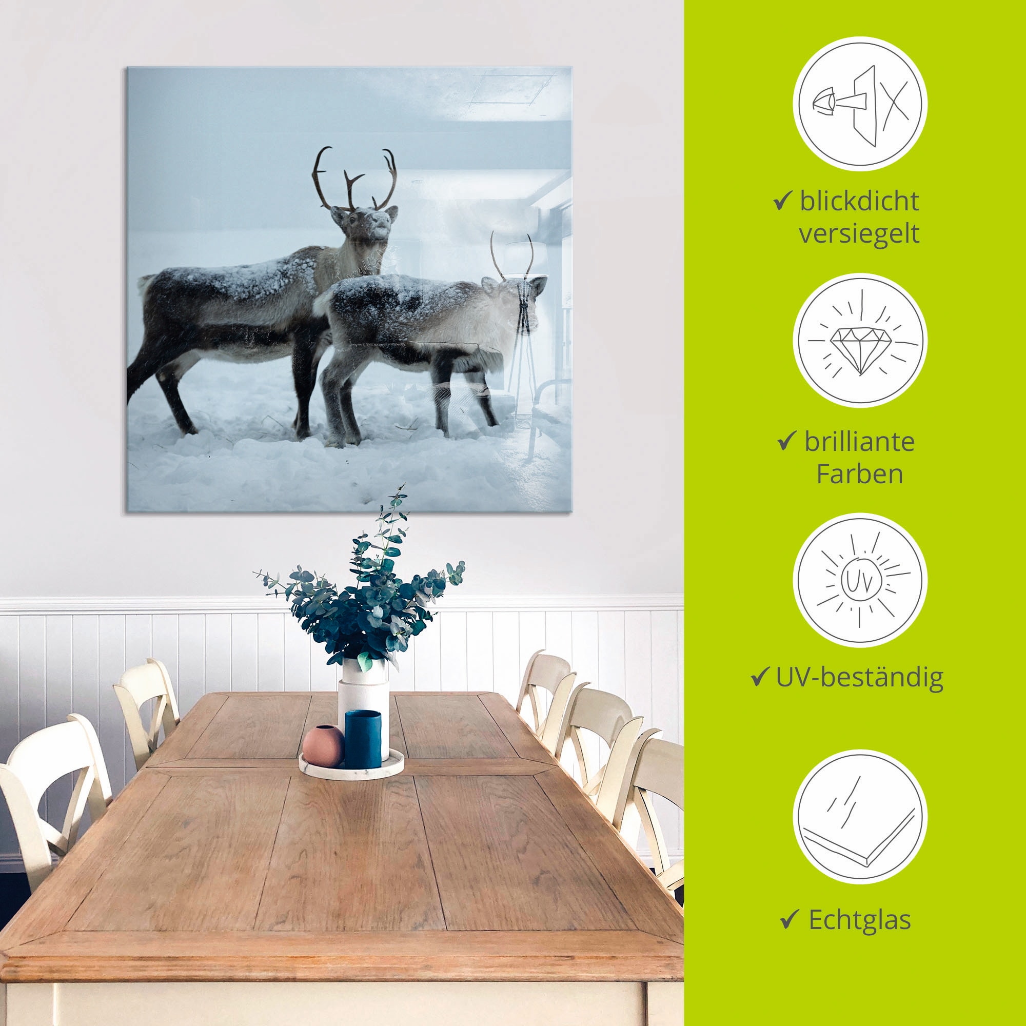 Artland Glasbild »Rentier«, Wildtiere, (1 St.), in verschiedenen Größen