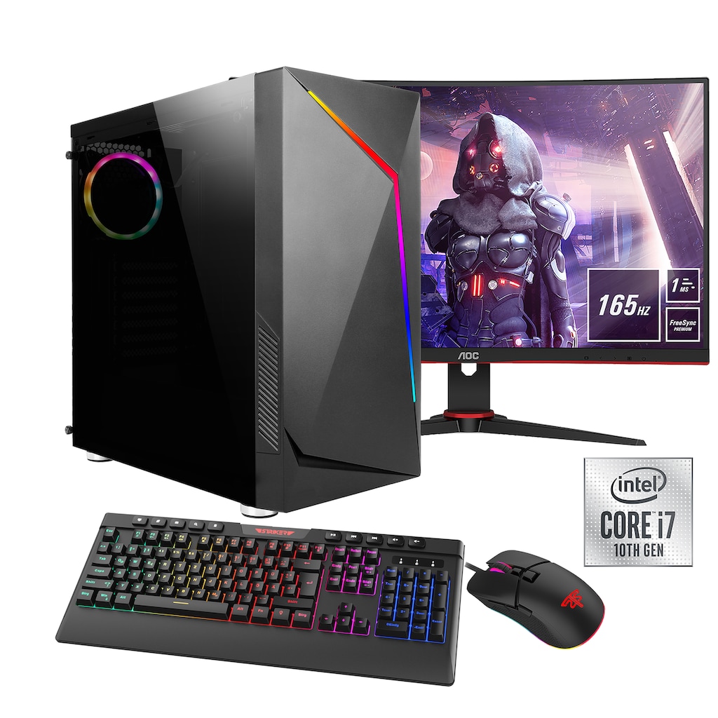 Hyrican Gaming-PC-Komplettsystem »Onyx SET02231«, Windows 11, inklusive 27" Monitor AOC C27G2AE/BK