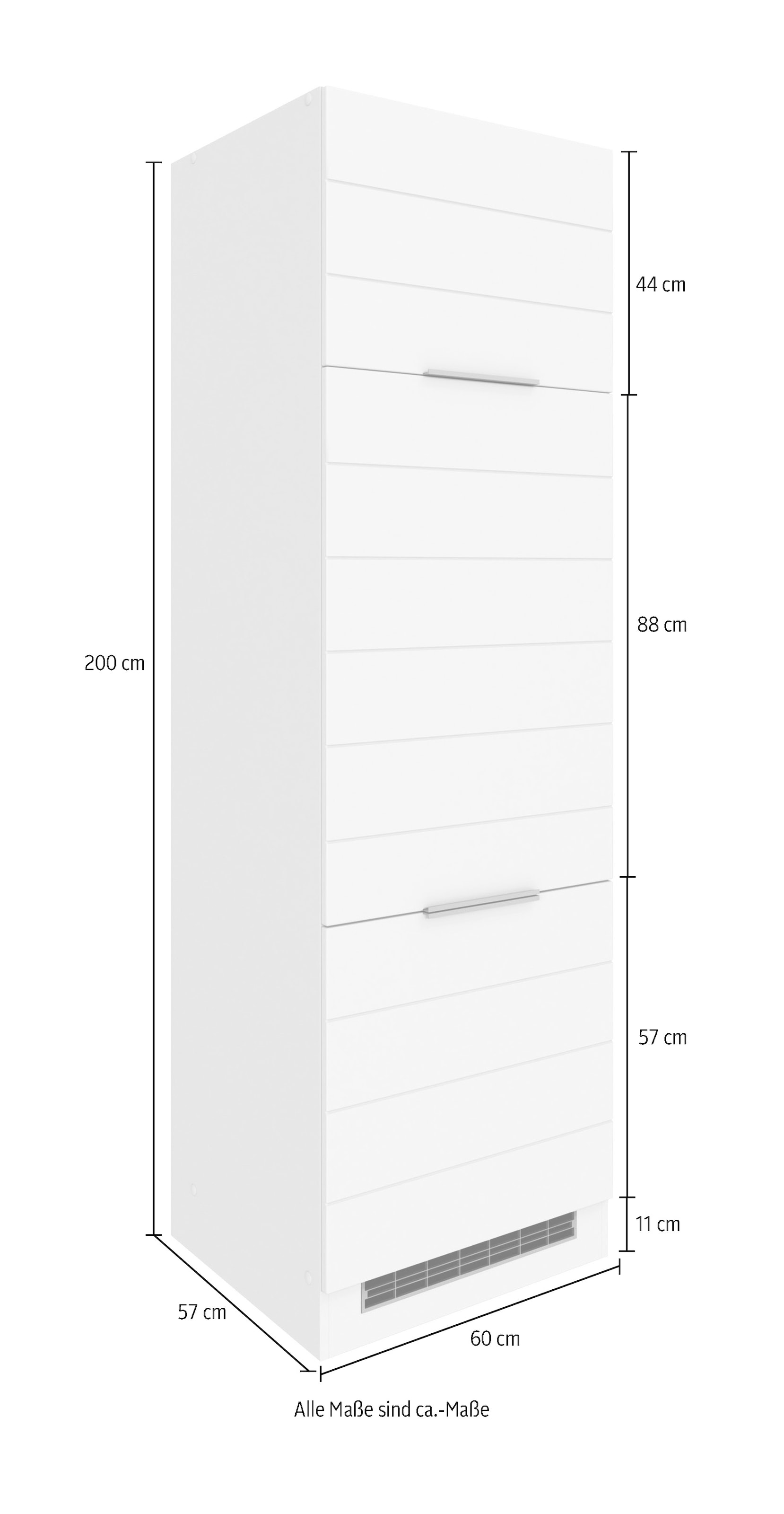 KOCHSTATION Kühlumbauschrank »KS-Luhe« 60 cm breit, hochwertige MDF-Fronten mit waagerechter Lisene