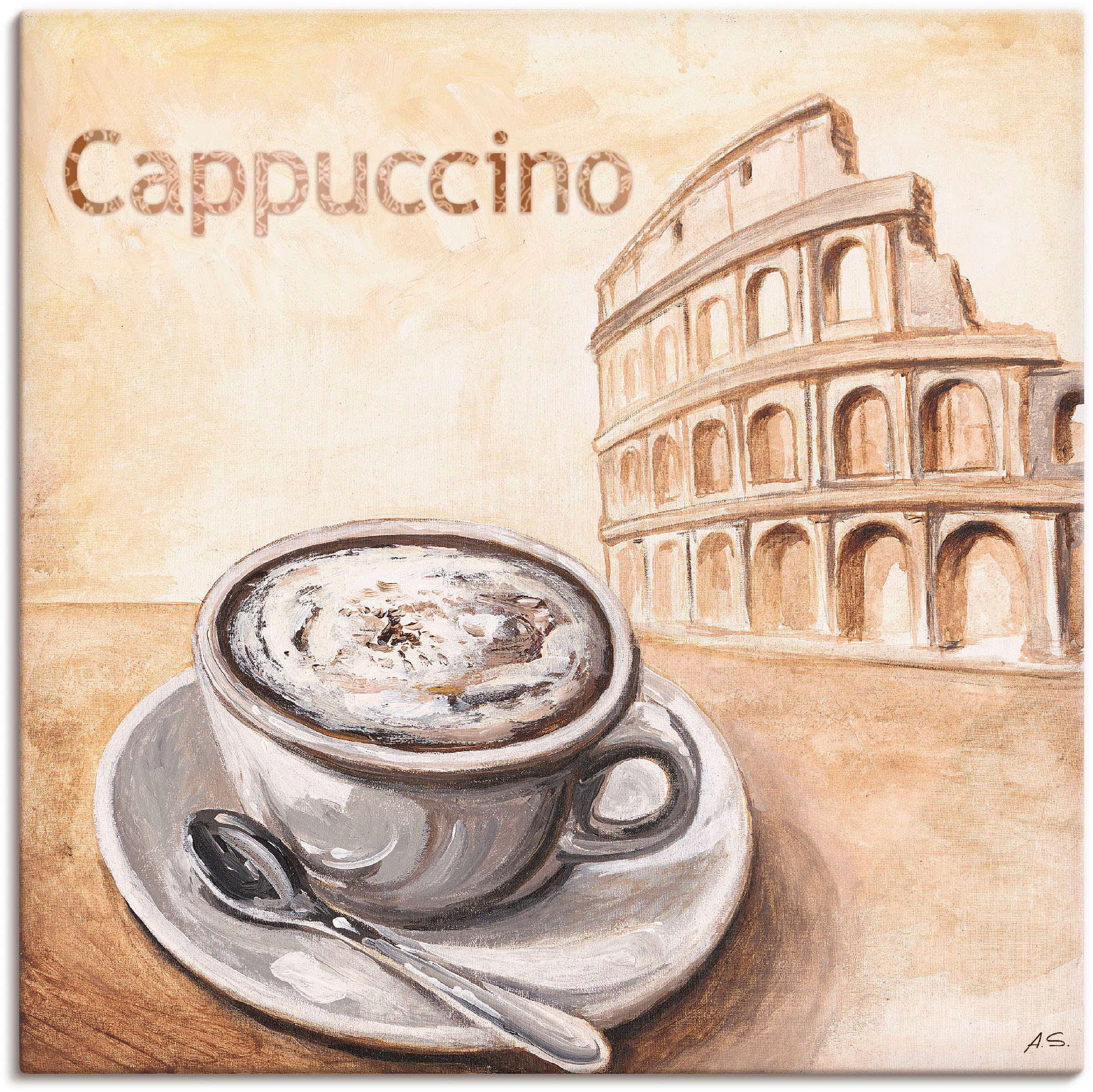 Artland Wandbild »Cappuccino in Größen (1 Bilder, Rom«, Alubild, oder als Leinwandbild, St.), Wandaufkleber OTTO in Kaffee bei online versch. Poster