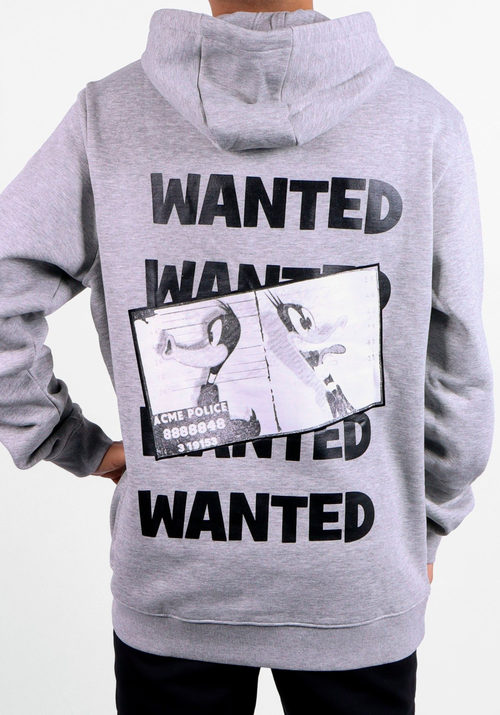 Capelli New York Hoodie, "Wanted Daffy Duck" Lizenz Design. Druck auf Vorder- & Rückseite.