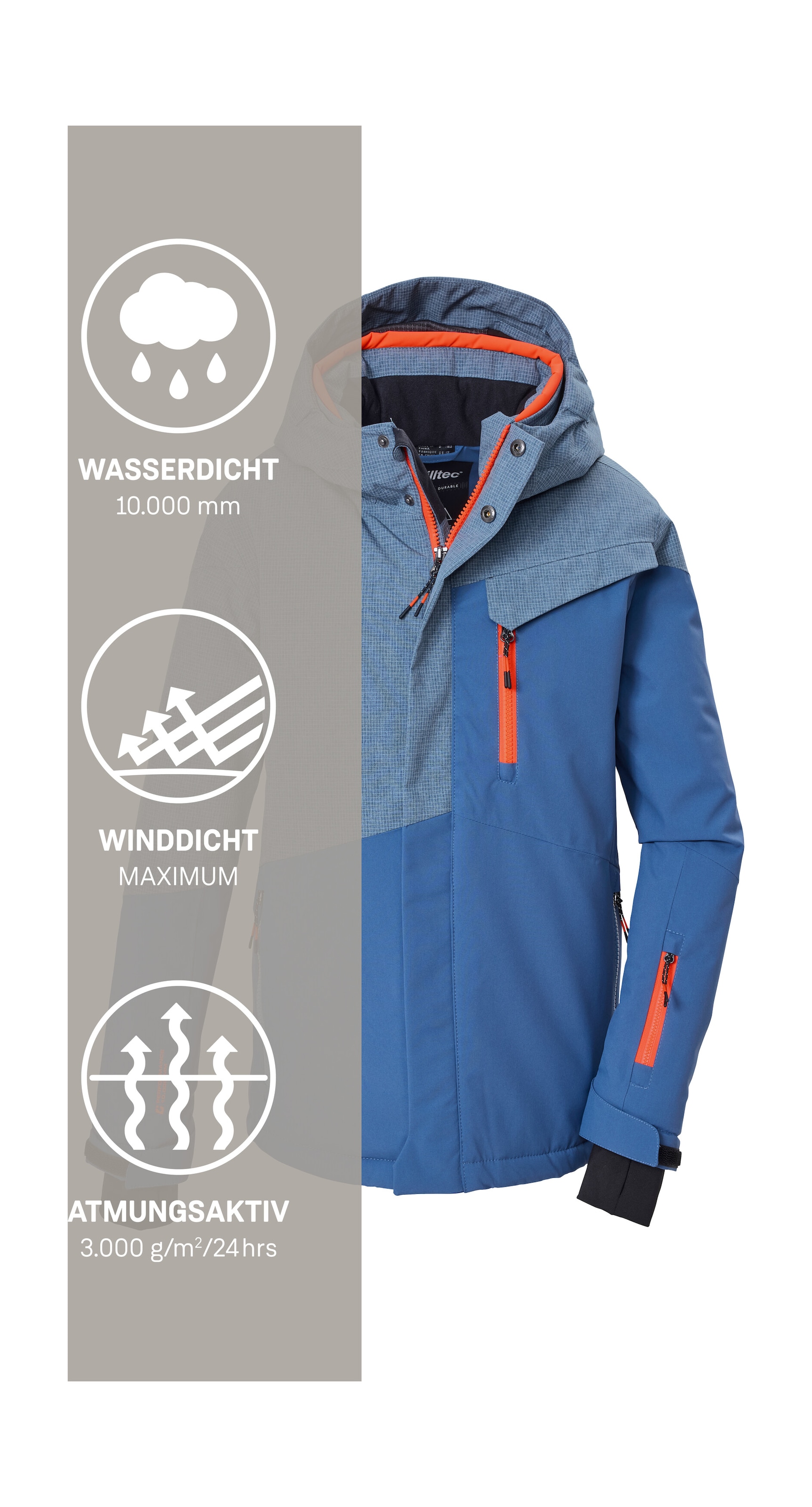 Killtec Skijacke »KSW 211 BYS SKI JCKT« Wind- und wasserdichte Skijacke mit verstellbarer Kapuze