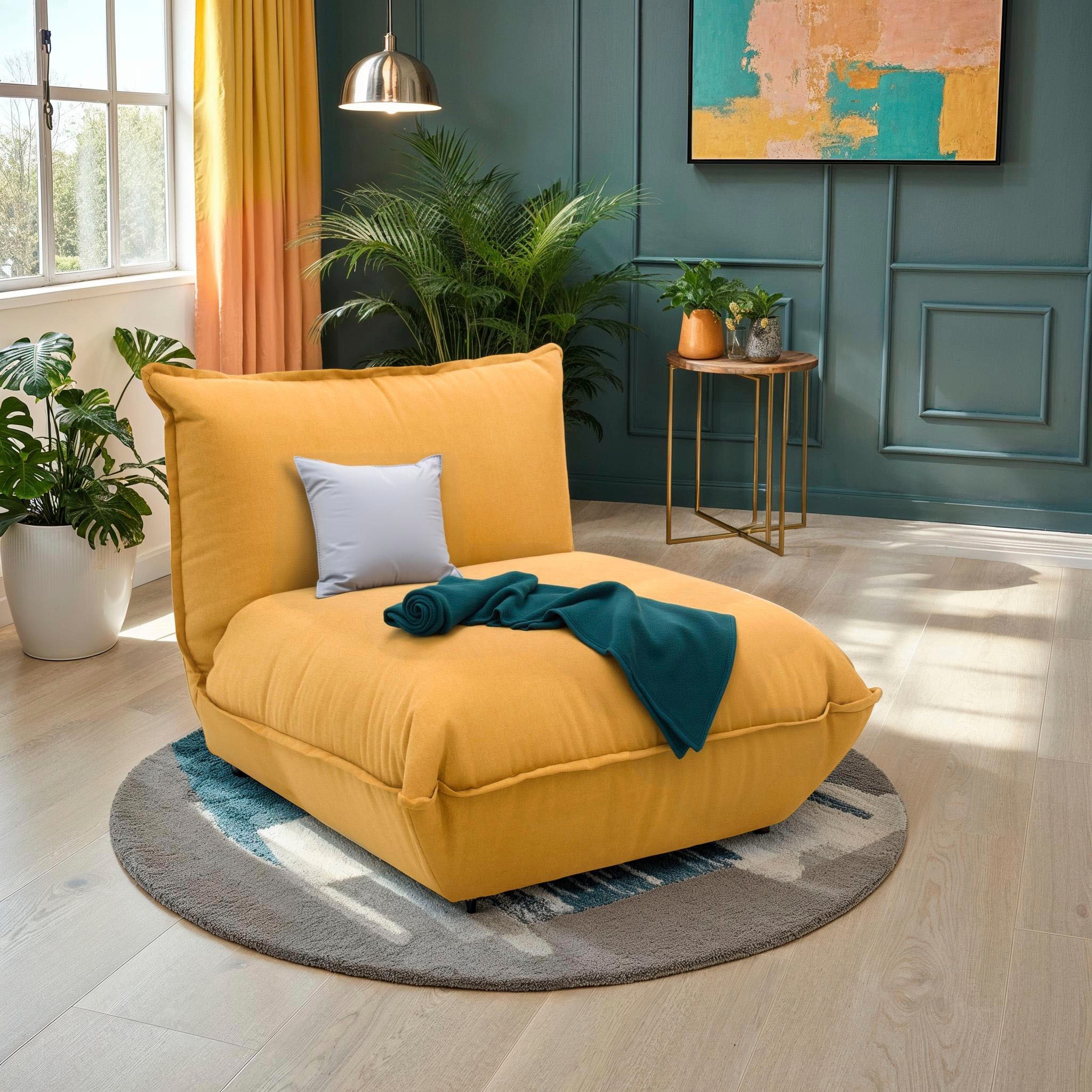 DOMO collection Sessel »Nantes Loungesessel, Wohlfühlsessel« hochwertig gepolstert mit Federkern, Struktur weich, mango