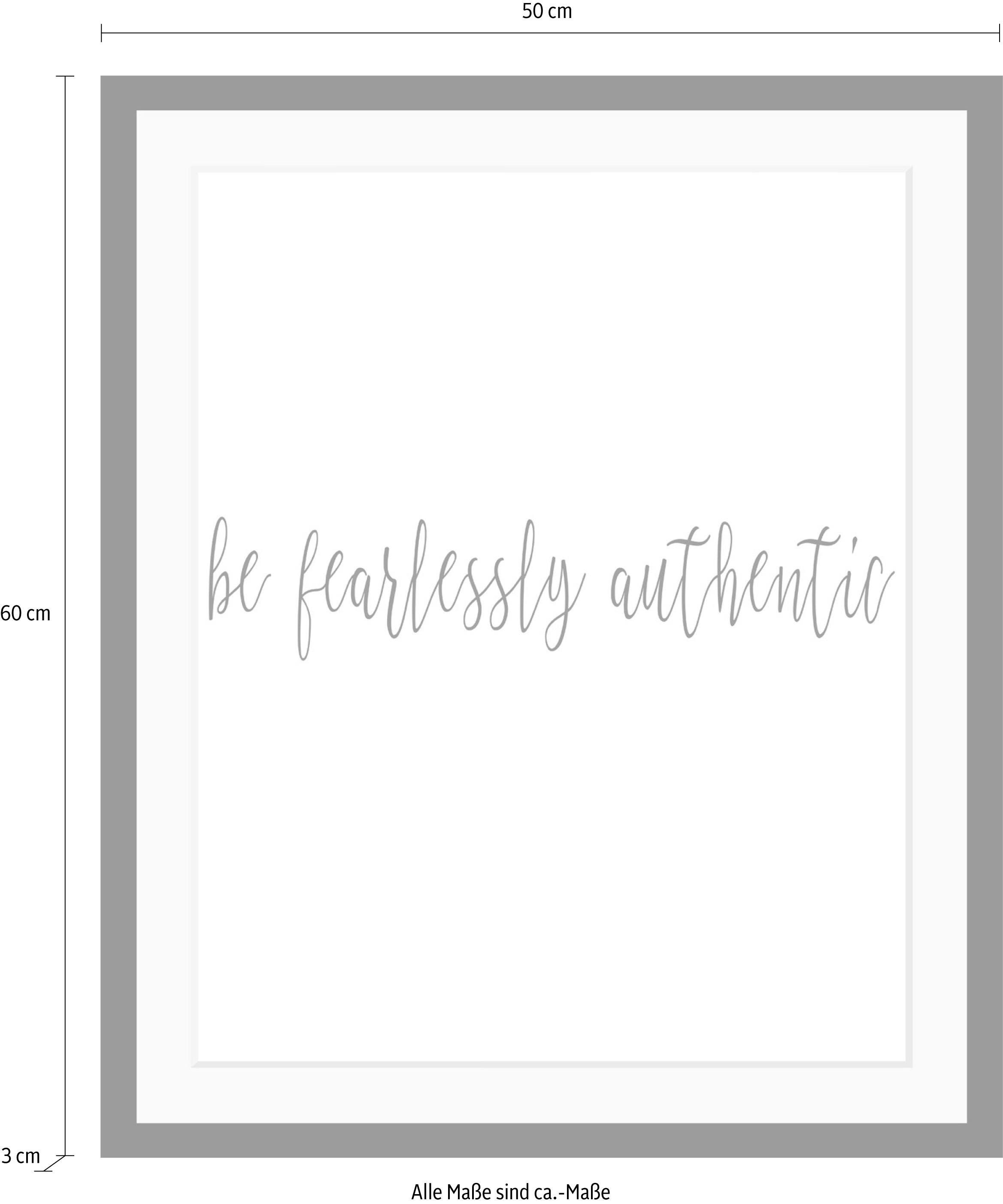 queence Bild »Spruch«, Schwarz-Weiß-Schriftzug-Motivationsbilder, HD Premium Poster-Druck inkl. Holzrahmen