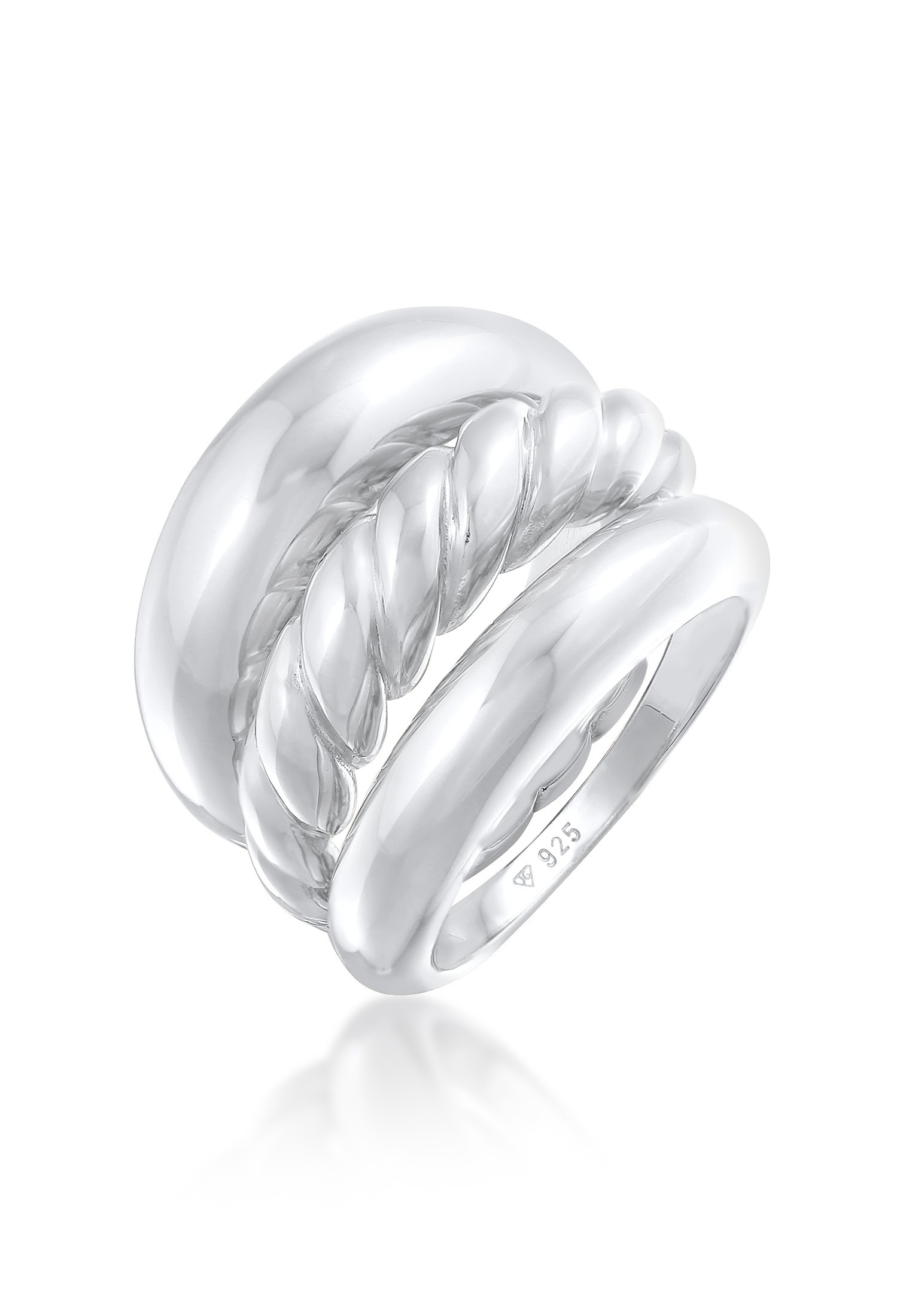 Elli Premium Ring-Set »Ring Bandring Twisted Gedreht Set 925 Silber«