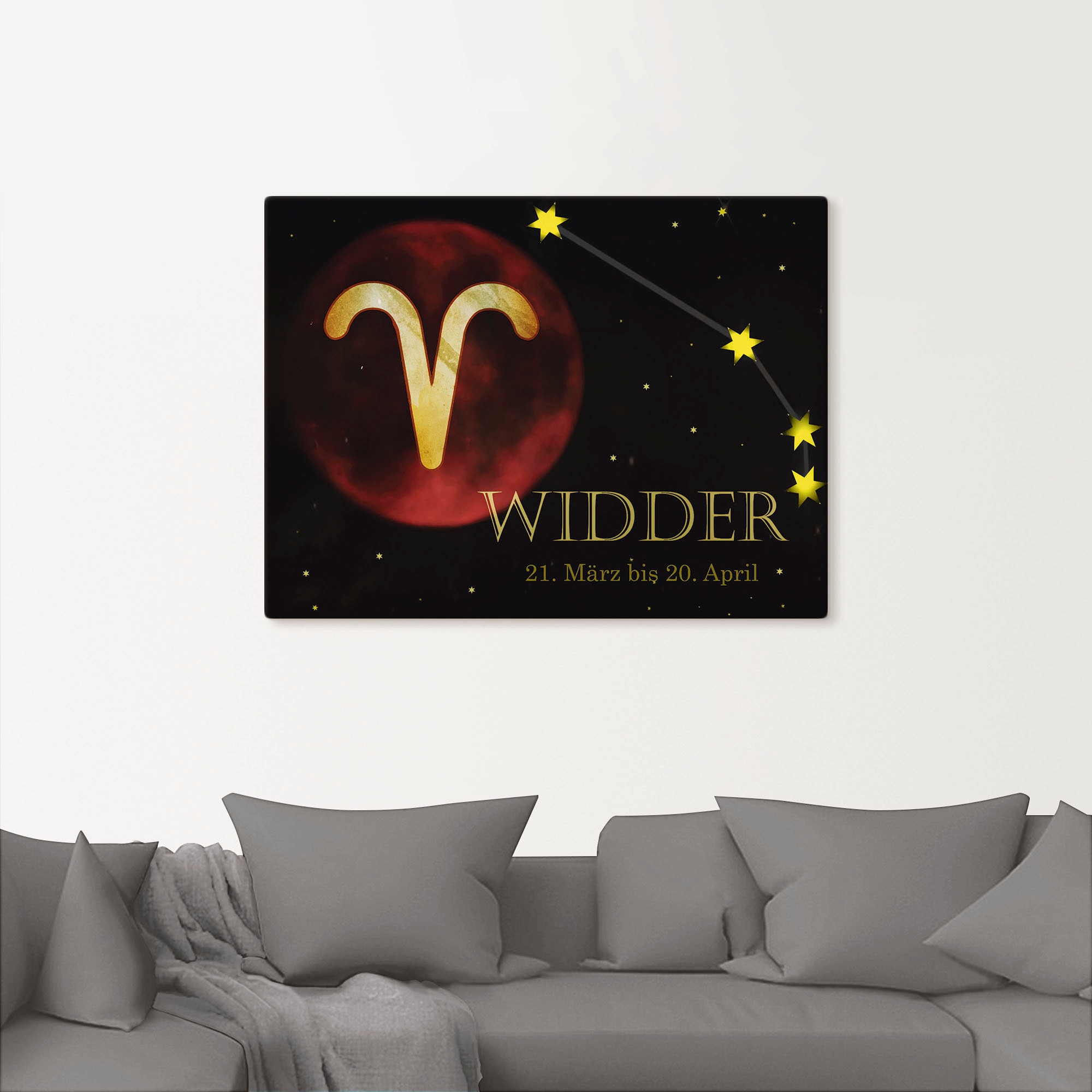 Artland Wandbild »Sternzeichen - Widder«, Bilder von Sternzeichen, (1 St.), als Alubild, Leinwandbild, Wandaufkleber oder Poster in versch. Größen