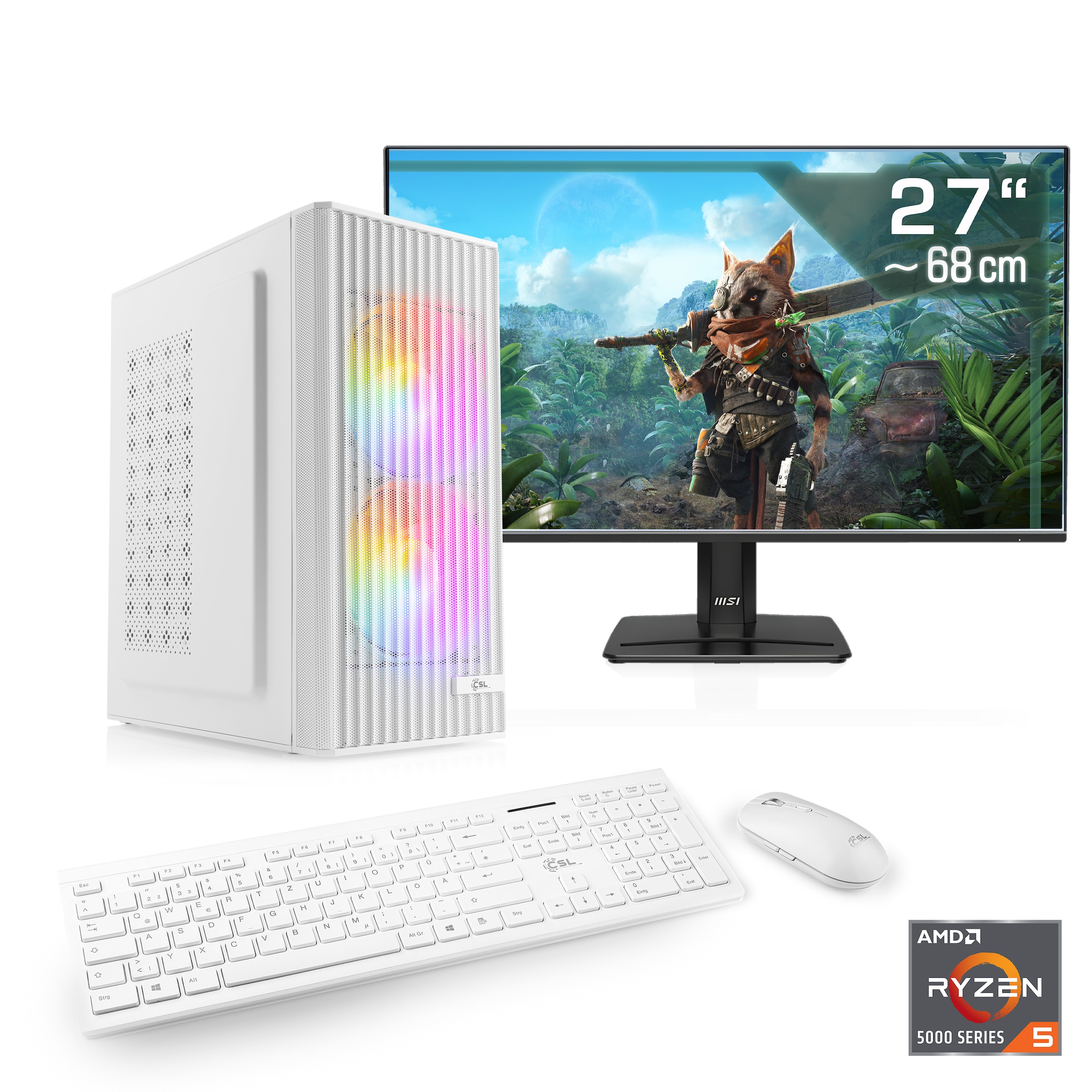 CSL PC-Komplettsystem »Spectrum V25264W« 27 ″ AMD Ryzen 5 GeForce RTX 5060 16 GB RAM 1.000 GB SSD