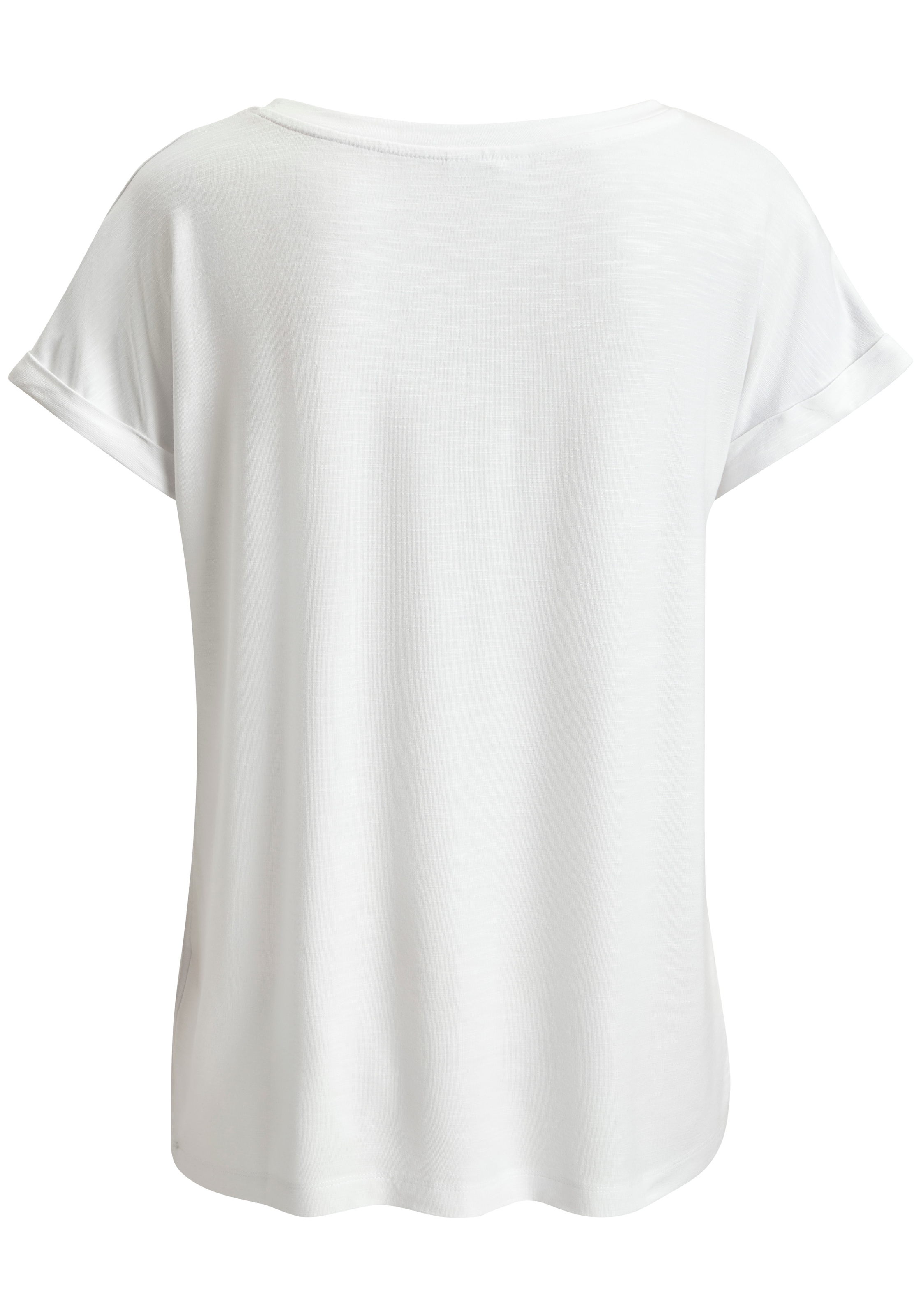 Beachtime V-Shirt »mit fixiertem Ärmelumschlag« 2 aus luftiger Viskose-Qualität