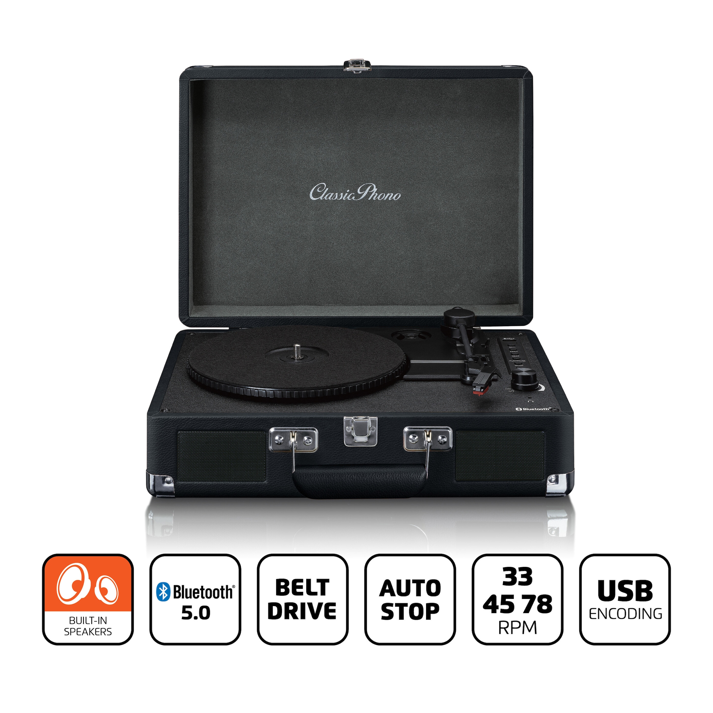 Plattenspieler »Classic Phono jetzt integriert, im Bluetooth, TT-115 Aufnahmefunktion OTTO Lautsprecher Online USB via black«, Shop