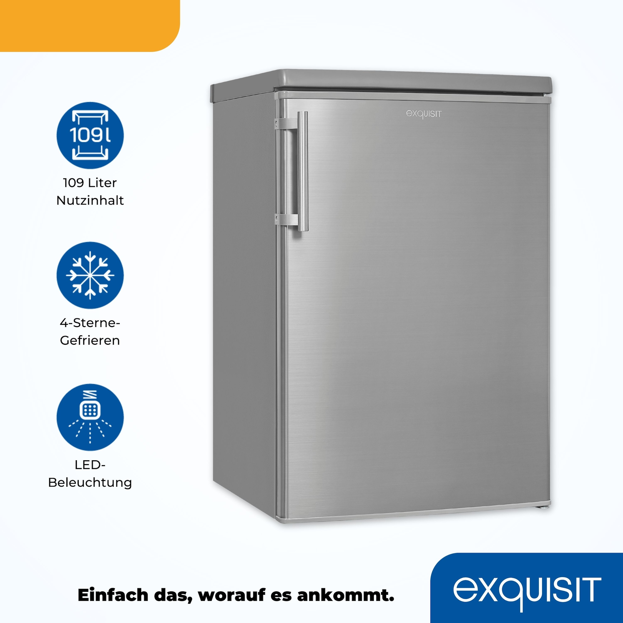 exquisit Kühlschrank »KS16-4-HE-040D inoxlook«, 109 Liter Nutzinhalt, stufenlose Temperaturregelung, 4 Sterne