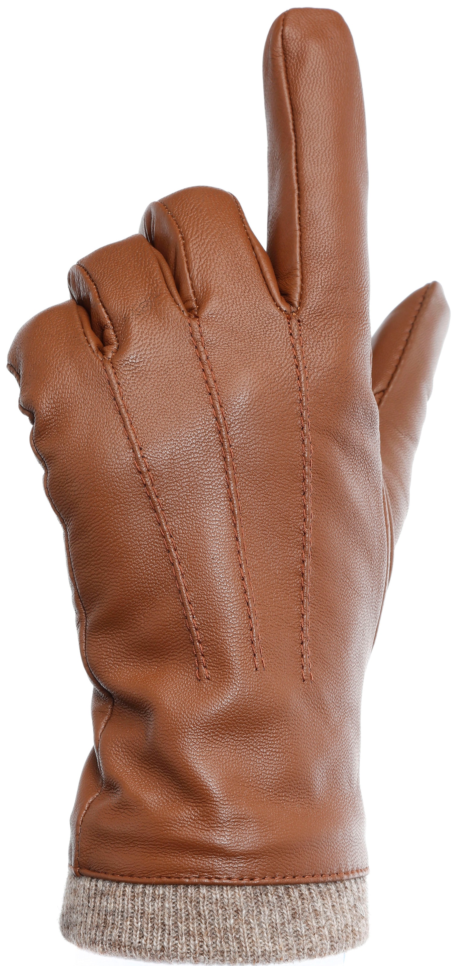 PEARLWOOD Lederhandschuhe Touchscreenfähig - mit 10 Fingern bedienbar, Ziernähte