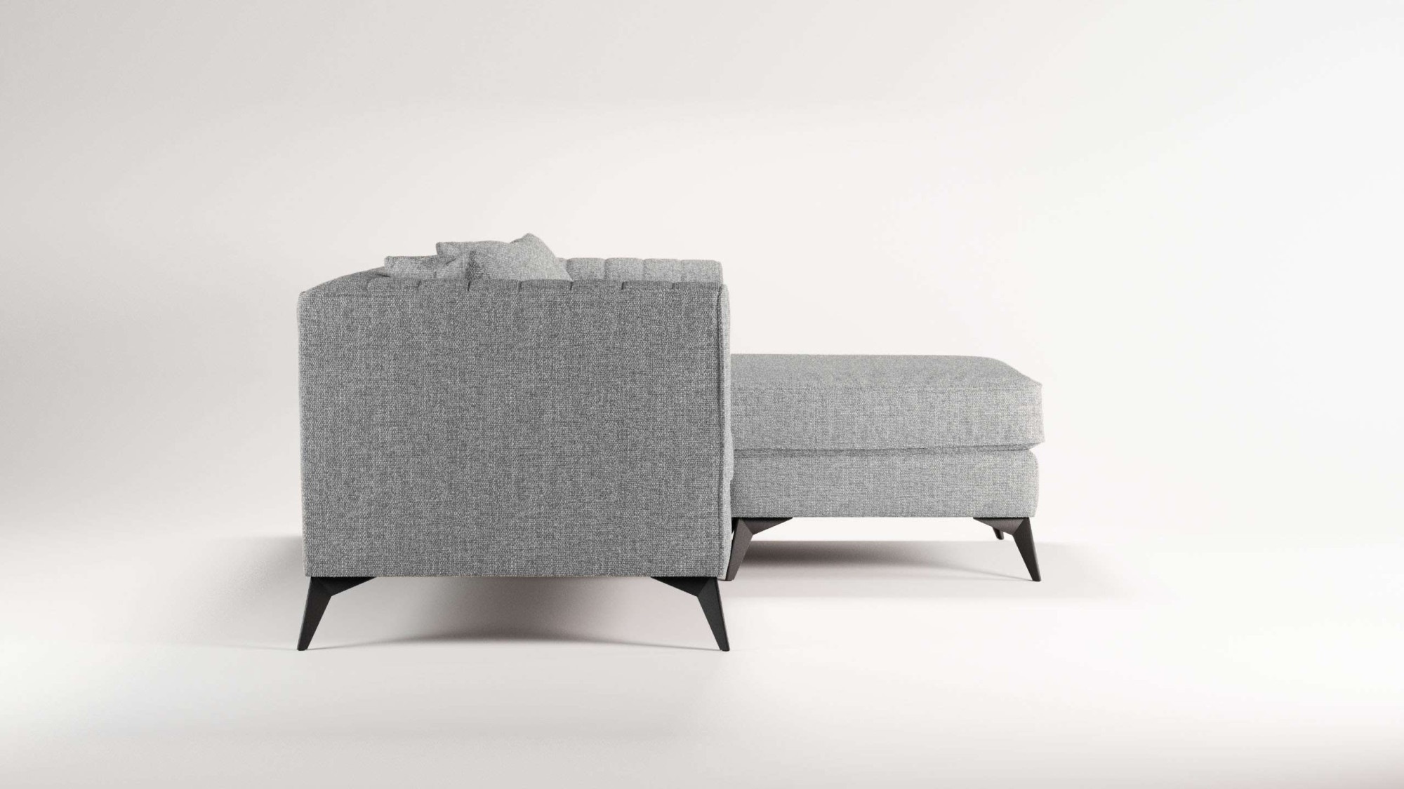 Places of Style Ecksofa »MATTHEW L-Form ideal für kleine Räume, Maße B/T/H: 201/162/74 cm«, elegantes Designsofa, feine Steppung im Rücken, incl. Zierkissen
