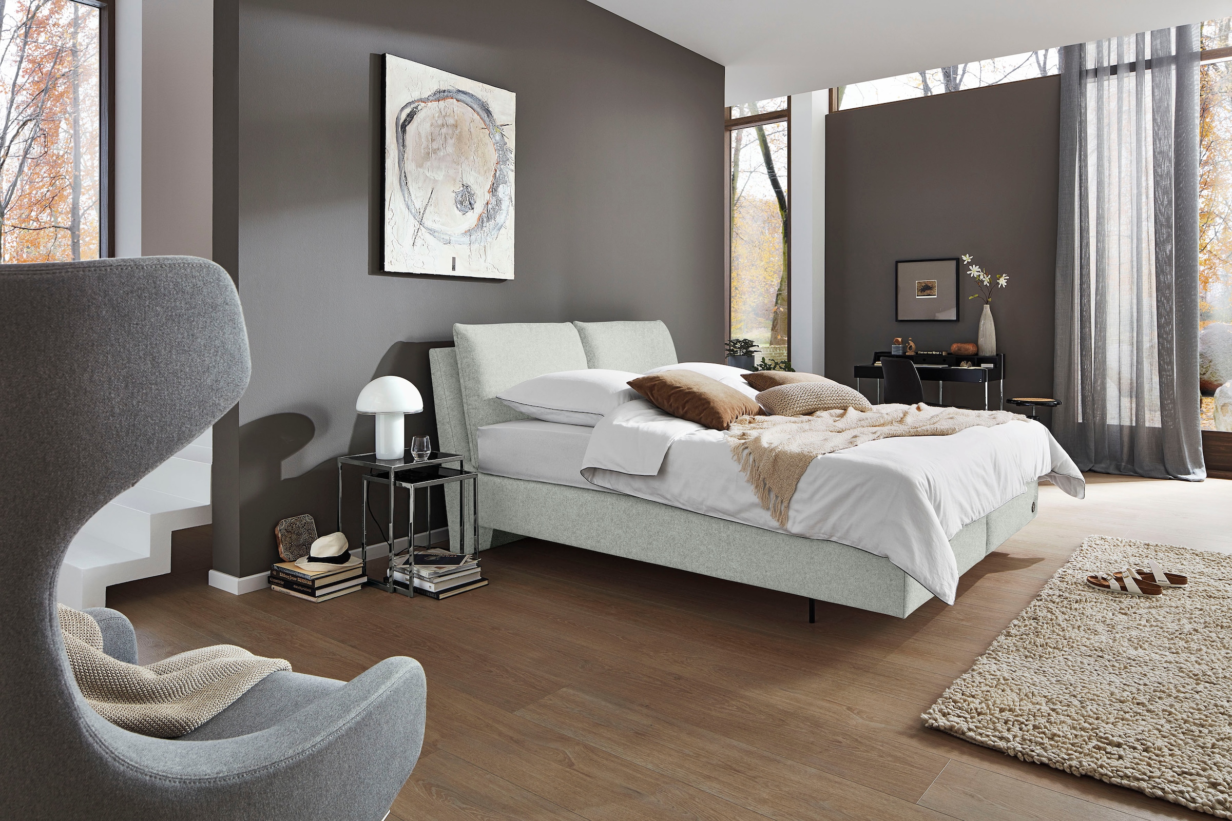 Birkenstock Boxspringbett »Linz«, mit Kopfteil in Kissenoptik