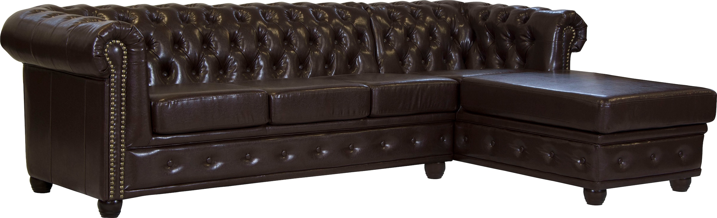 Home affaire Chesterfield-Sofa »Rysum L-Form« Chesterfield-Optik mit Ottomanen-Abschluß