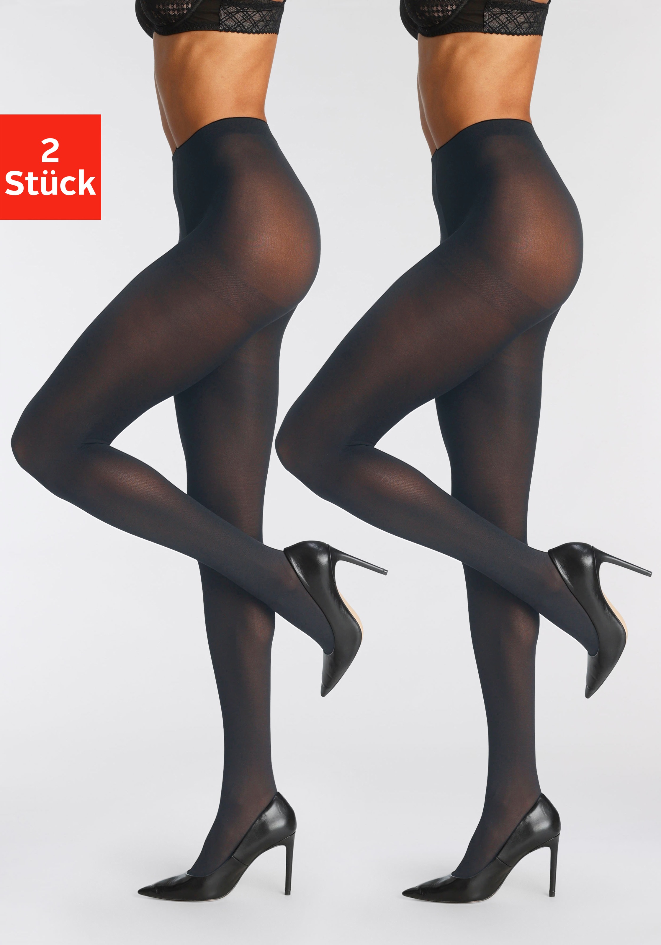 LASCANA Feinstrumpfhose, 50 DEN, (Packung, 2 St.), semi Blickdicht