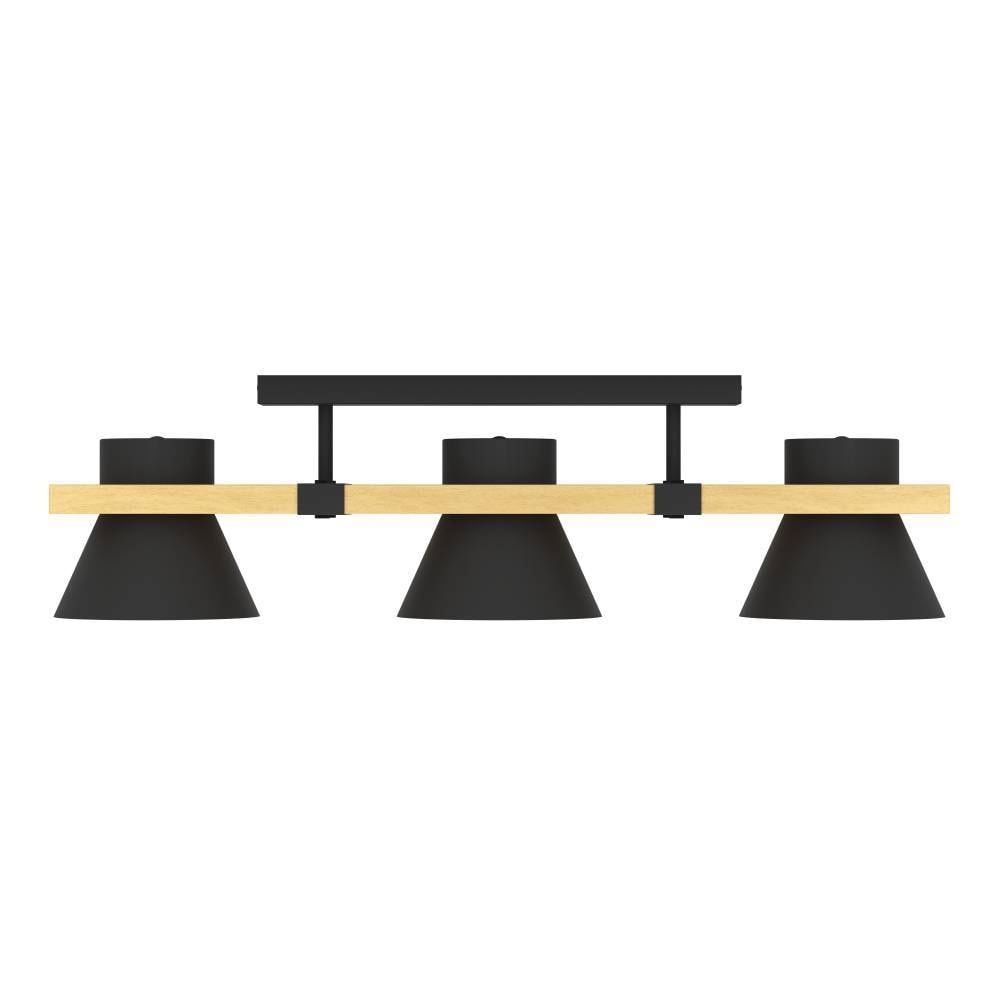 EGLO Deckenleuchte »MACCLES«, 3 flammig, Leuchtmittel E27 | ohne Leuchtmittel, Deckenleuchte, Wohnzimmerlampe, Holz und Metall, Schwarz, Deckenspot