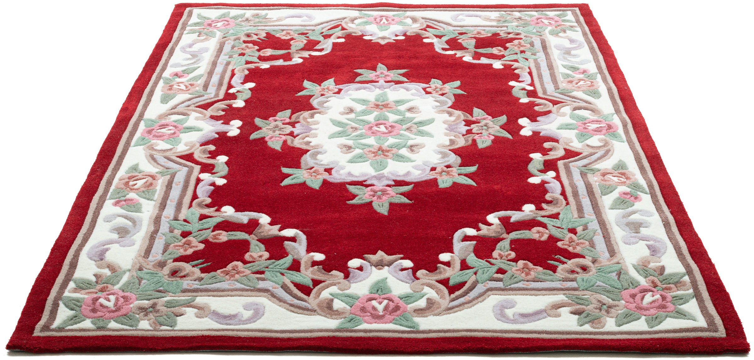 THEKO Teppich »Ming, handgetuftet« rechteckig 14 mm Höhe Pastell-Farben, florales Design, auch in oval & rund, Wohnzimmer