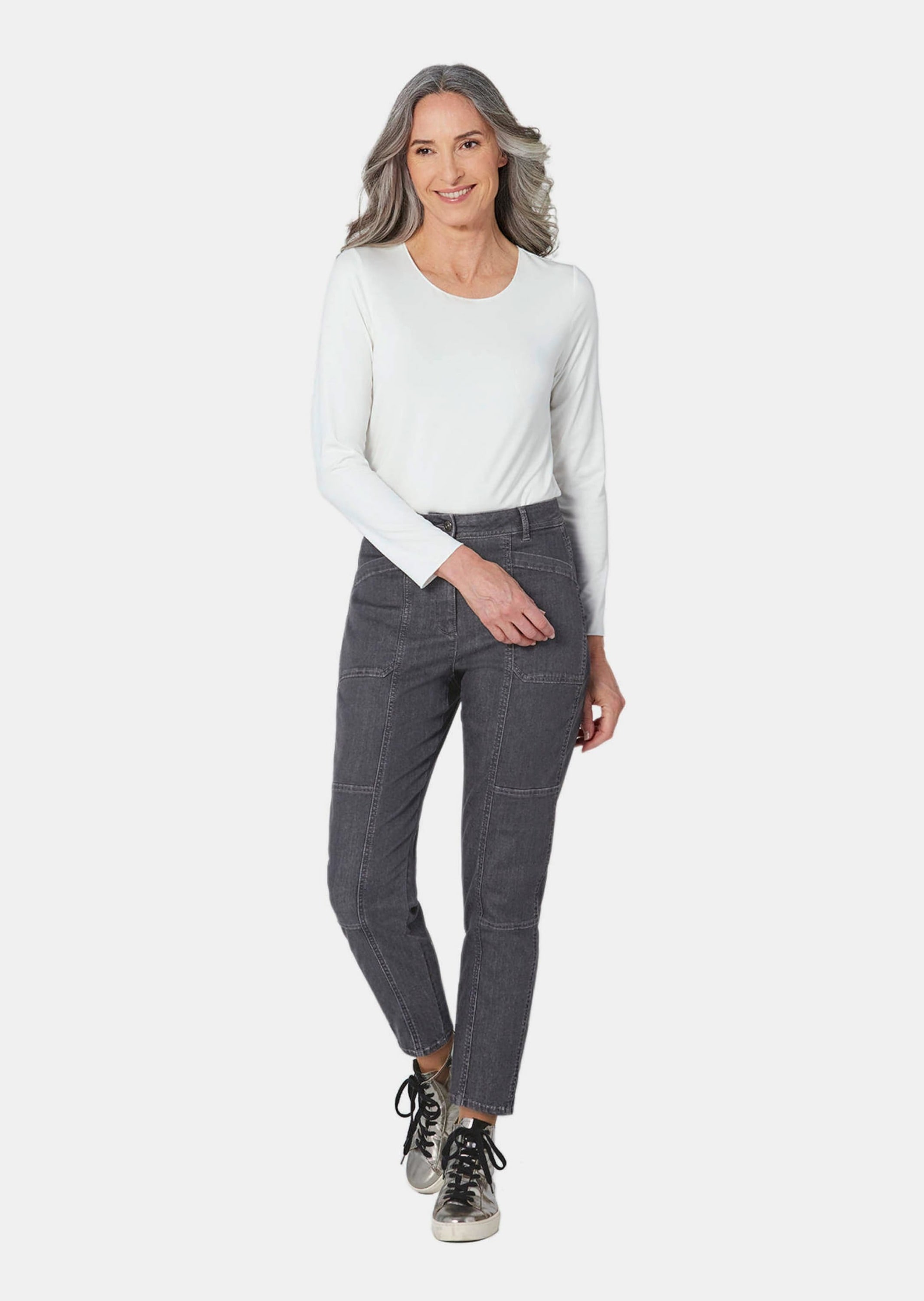 GOLDNER Chinohose »Jeans mit Wascheffekt«