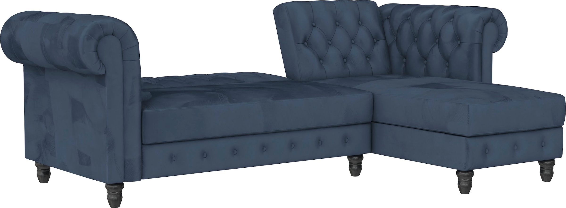 Dorel Home Ecksofa »Felix, L-Form, 241 cm (Liegefl.108x195 cm), Recamiere tauschbar,« verstellb. Rückenlehne, Bett-Funktion, Velours, Kunstleder, Vintage