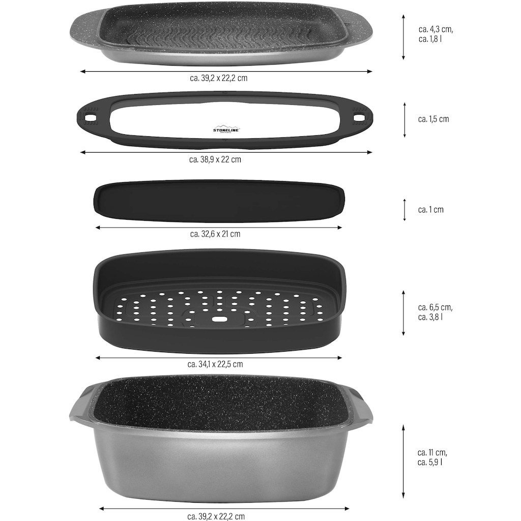 STONELINE Bräter »Stoneline«, Aluminiumguss, (5 tlg.)