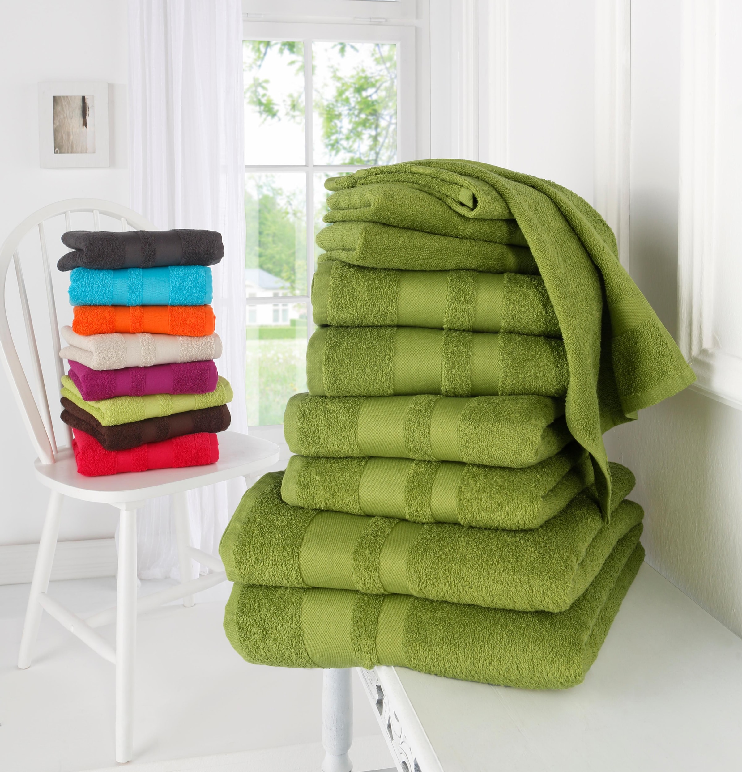 my home Handtuch Online OTTO Handtuch-Set 10 Walkfrottee, einfarbiges Set, Handtücher »Vanessa«, im Bordüre, Set Shop aus 100% Baumwolle tlg., mit