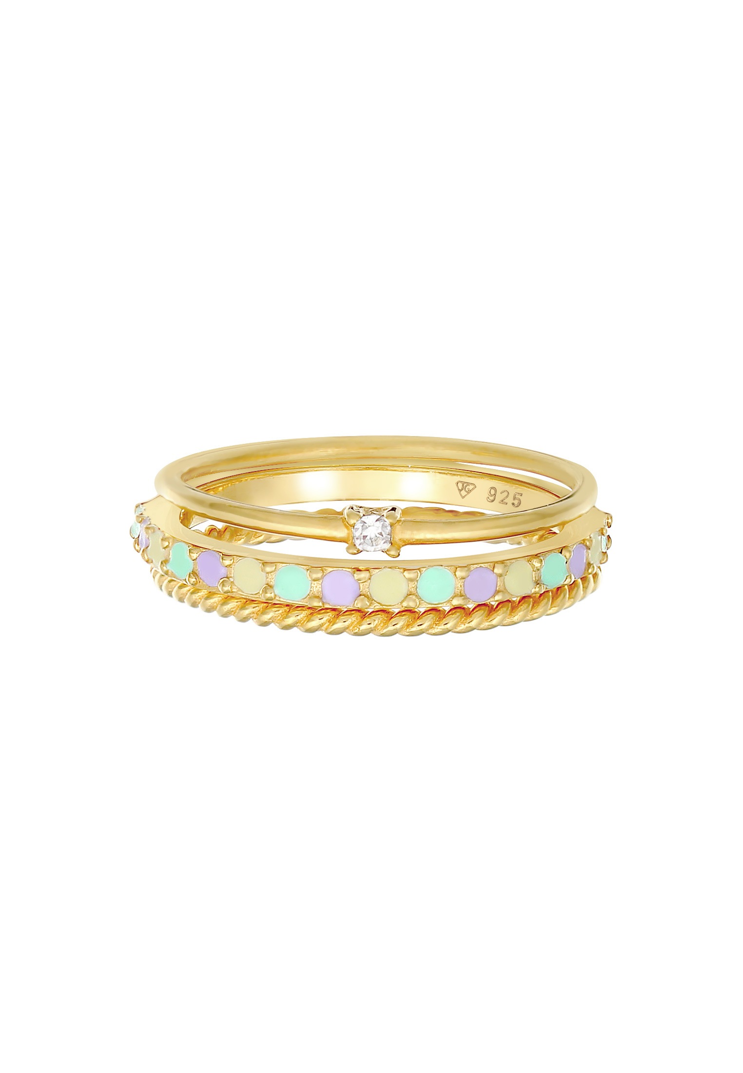 Elli Ring-Set »Ring Multi-Color Emaille 3er Set 925 Silber, mit Kristallen von Swarovski®«