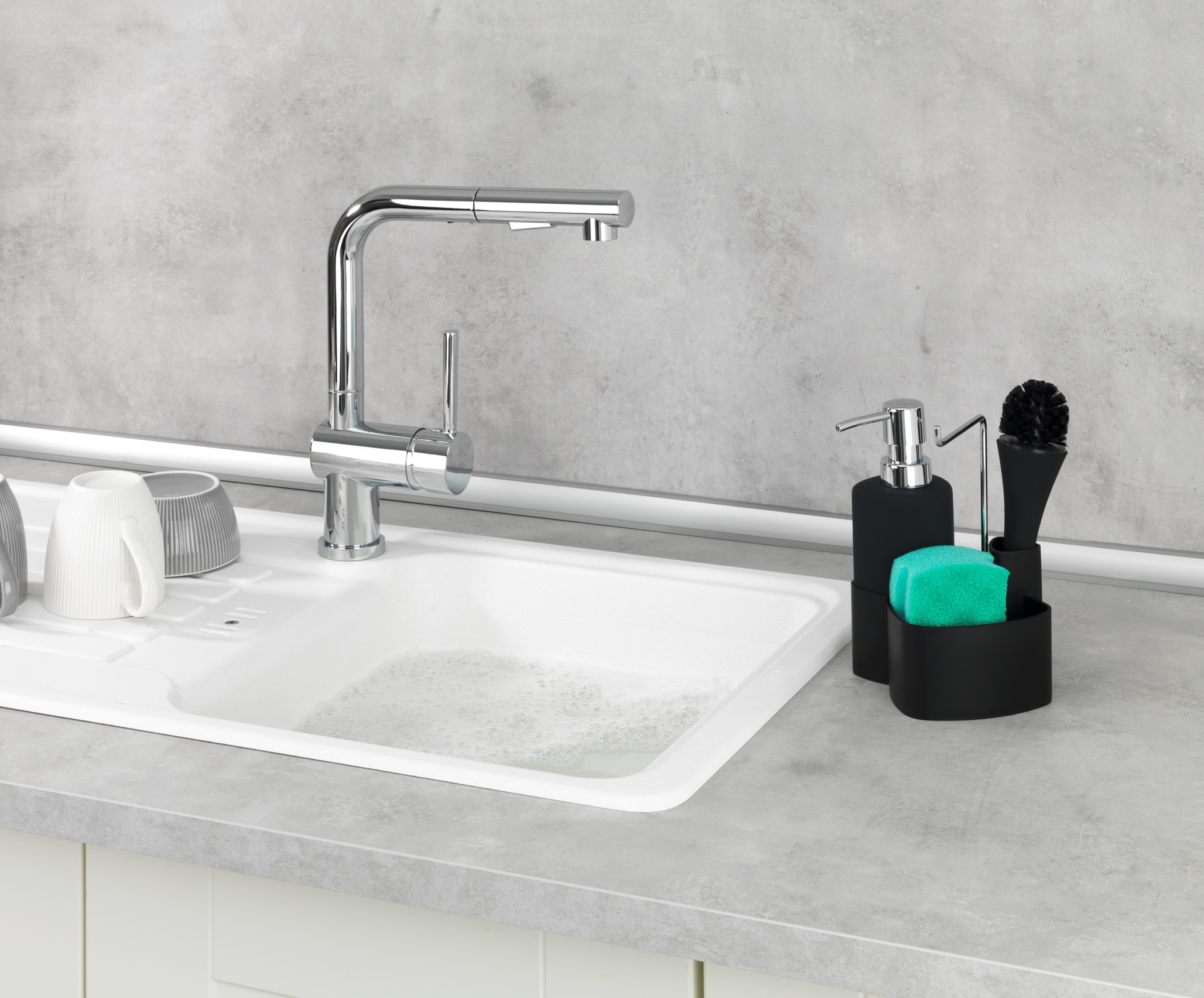 WENKO Reinigungs-Set »Modell Empire« Spülorganizer mit 2 Reinigungstüchern, Fassungsvermögen Spender: 250ml