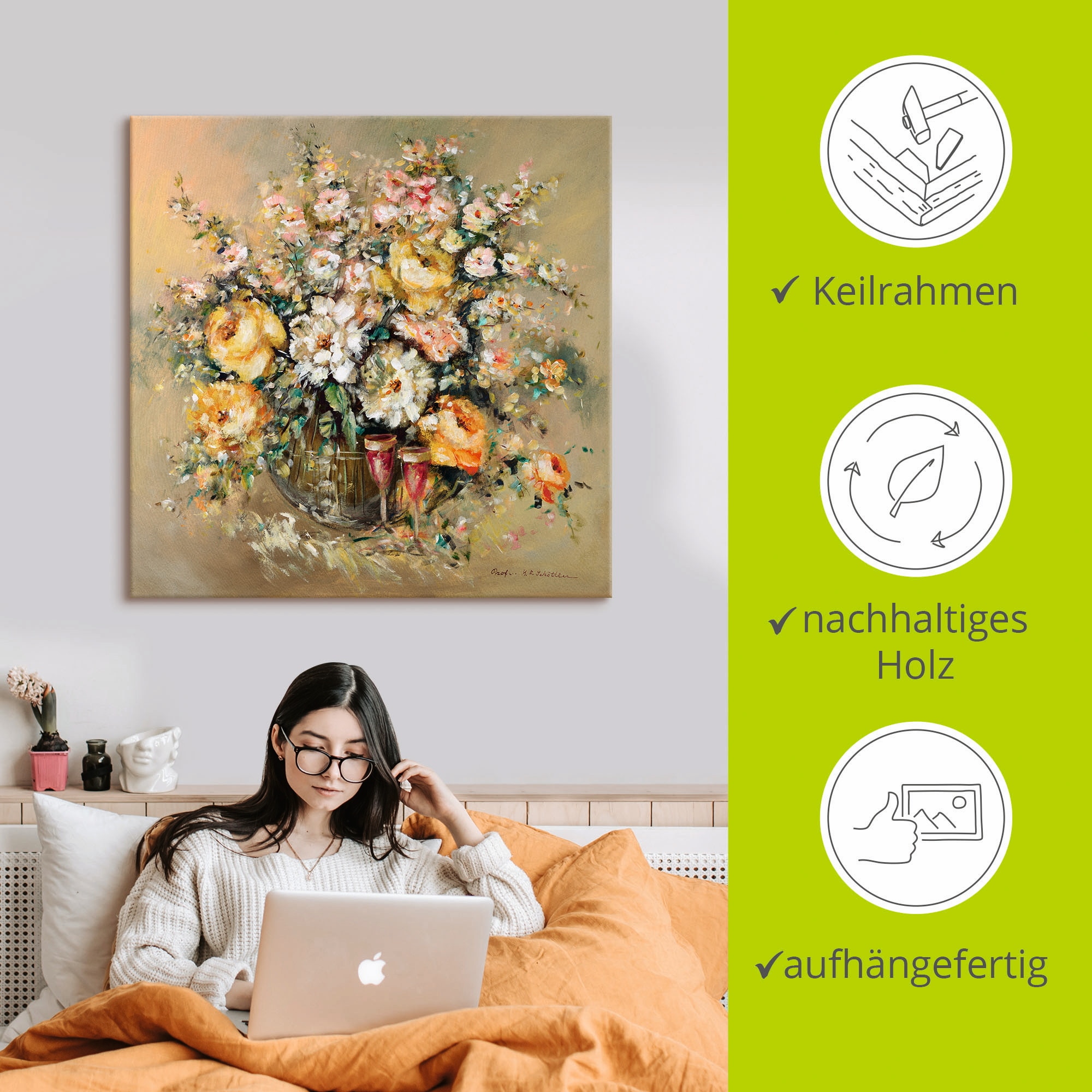 Artland Wandbild »Blumen und Spirituosen«, Blumen, (1 St.), als Leinwandbild, Poster, Wandaufkleber in verschied. Größen