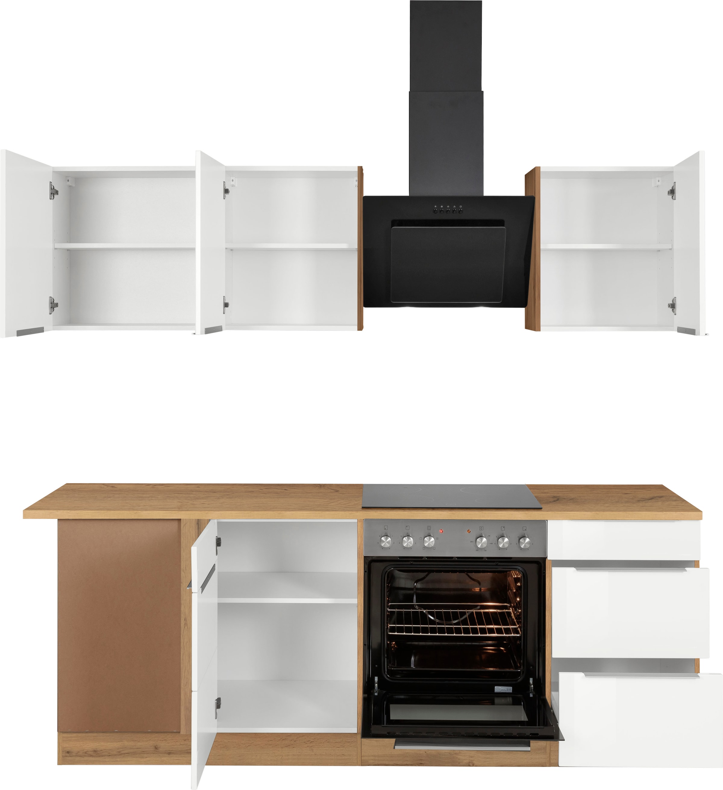 KOCHSTATION Winkelküche »KS-Brindisi« Stellbreite 220/220 cm, wahlweise mit E-Geräten, mit MDF-Fronten