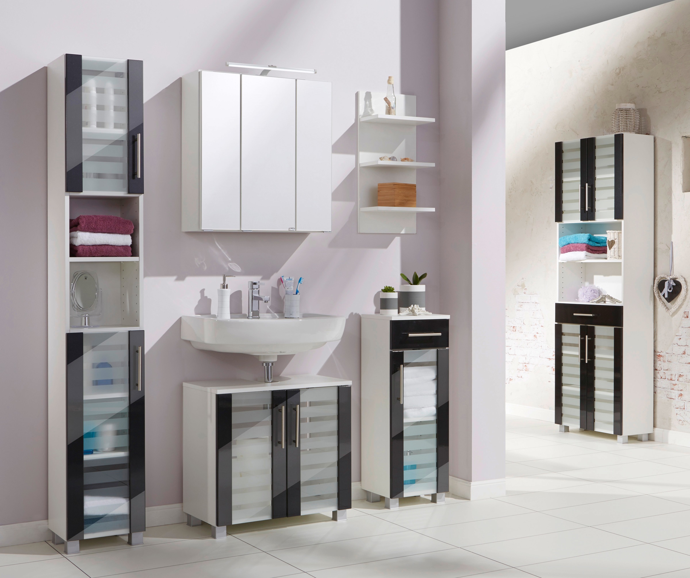 welltime Waschbeckenunterschrank »Jaca«, Breite 60 cm, mit MDF Hochglanz-Fronten