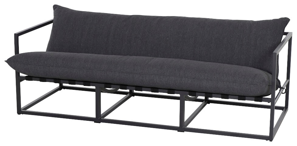 Siena Garden Loungesofa »Monza«, 3-Sitzer Sofa, Aluminiumgestell matt anthrazit, Kissen jeans grey