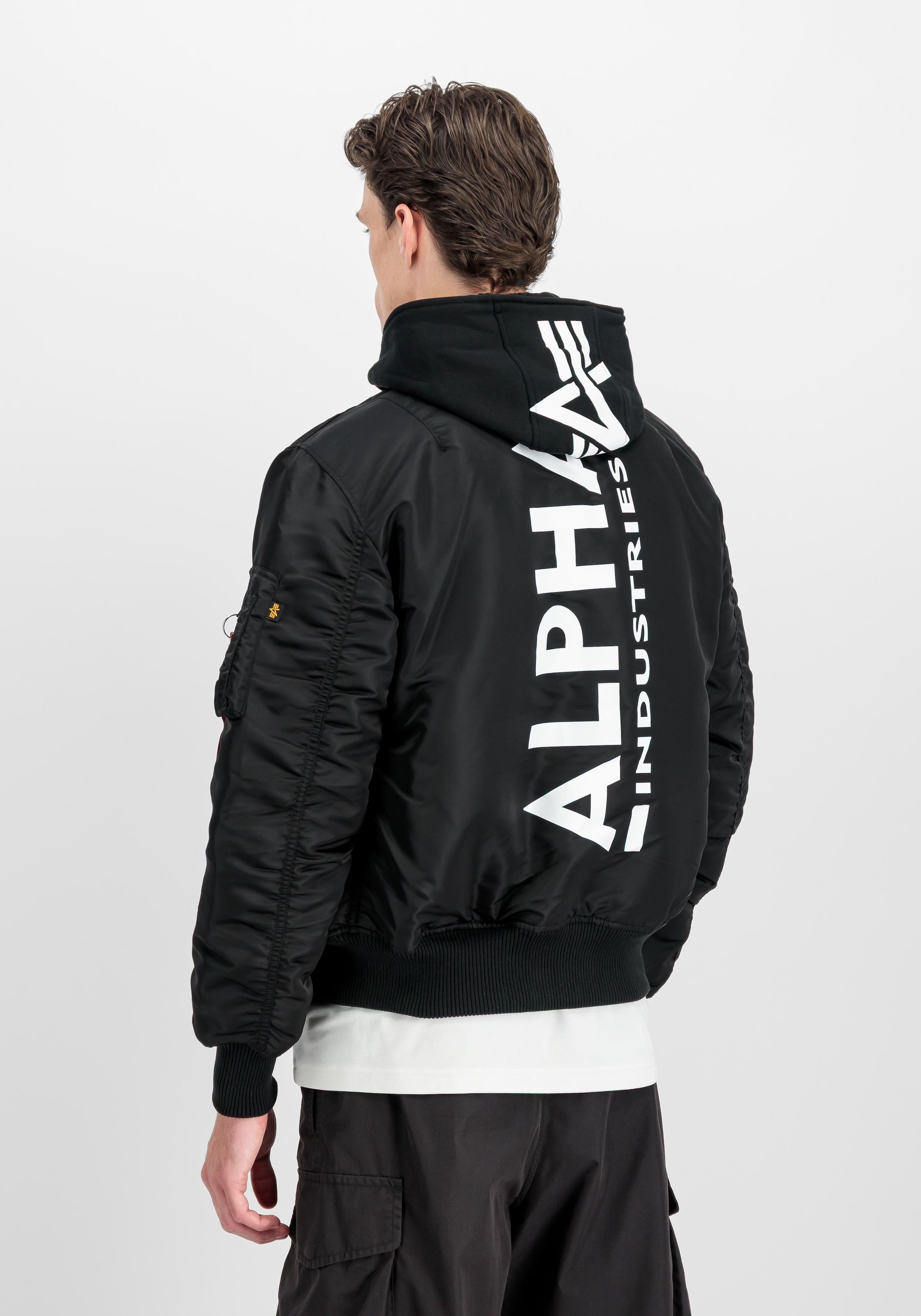 Alpha Industries Bomberjacke »MA-1 ZH Back Print« mit Kapuze Kunstfaser, slim fit