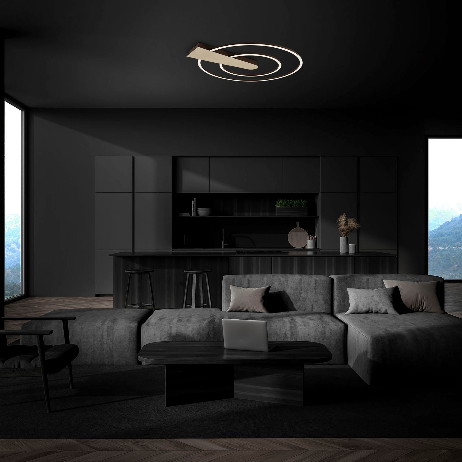 Briloner Leuchten Deckenleuchte »Deckenleuchte NICO DUO«, Leuchtmittel LED-Modul | LED fest integriert, Deckenlampe dimmbar 25W 3000lm 3000K Ø 49,5cm gold für Wohnzimmer