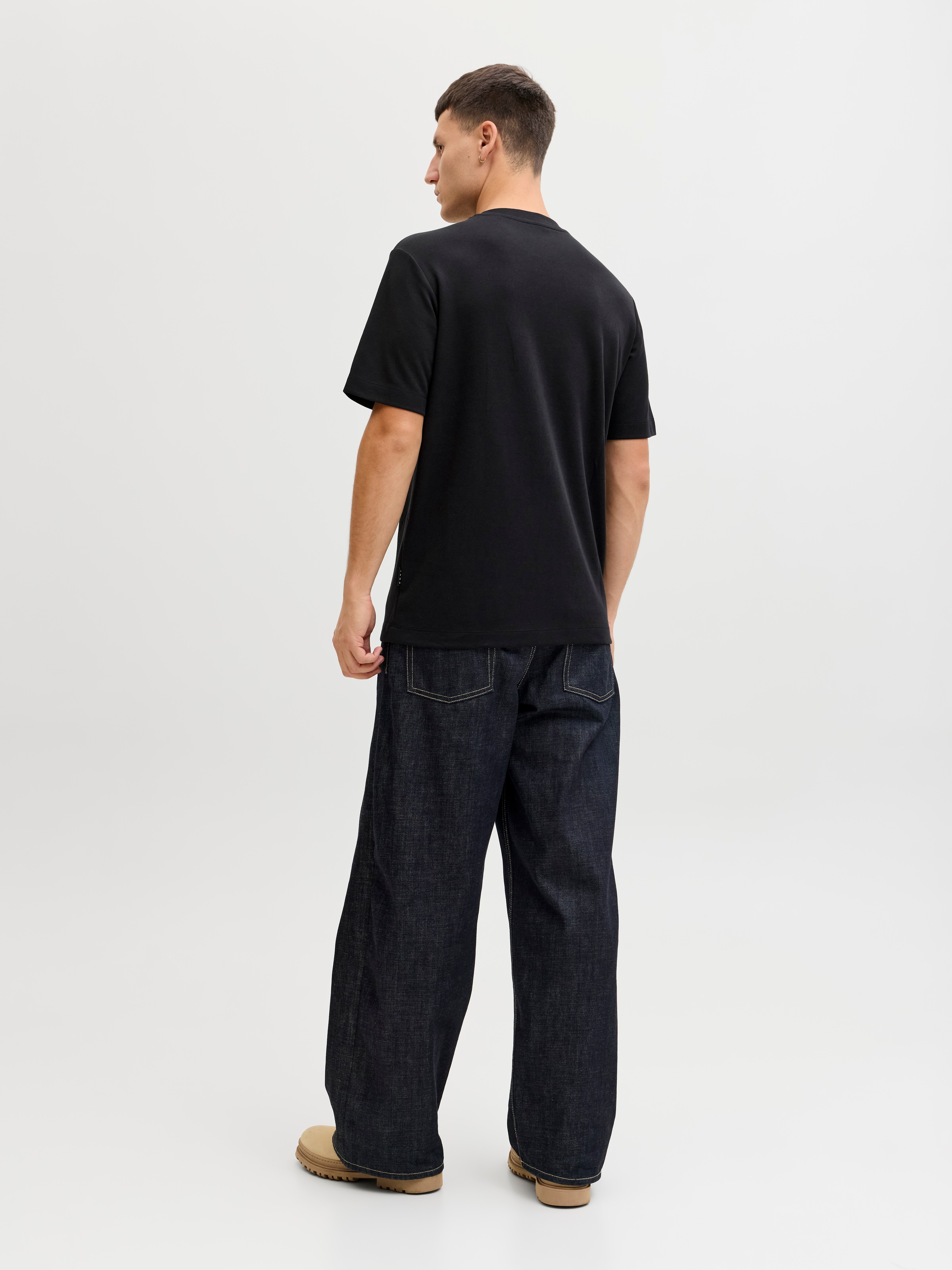 Jack & Jones Kurzarmshirt »JCOFUSION CHEST BRAND TEE SS CREW SN« Materialmix, regular fit