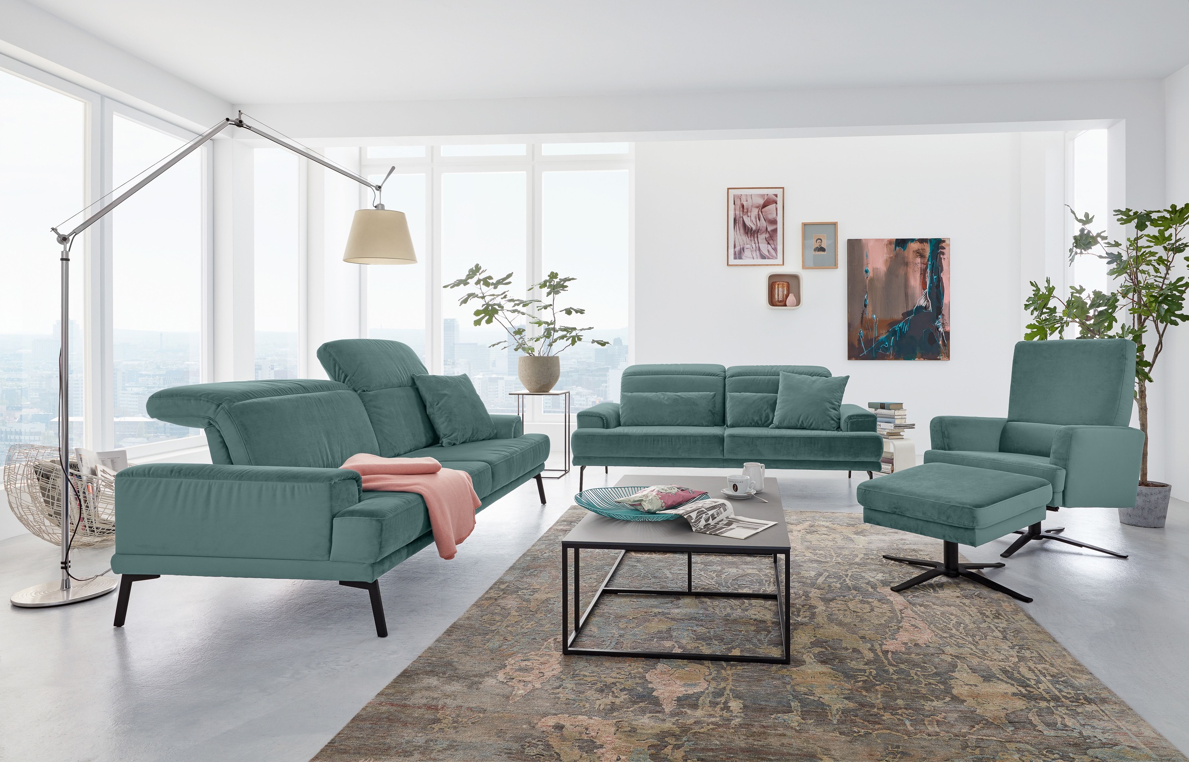 Musterring 3-Sitzer »MR 4580«, inkl. Kopf- und Sitztiefenverstellung, Fuß schwarz, B228 x T103 cm