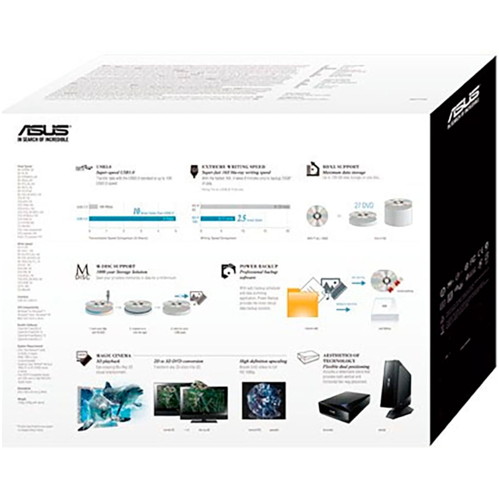 Asus Diskettenlaufwerk »BW-16D1H-U PRO«, (USB 3.1 Gen 1 BD 16 fachx/DVD 16 fachx/CD 48 fachx)
