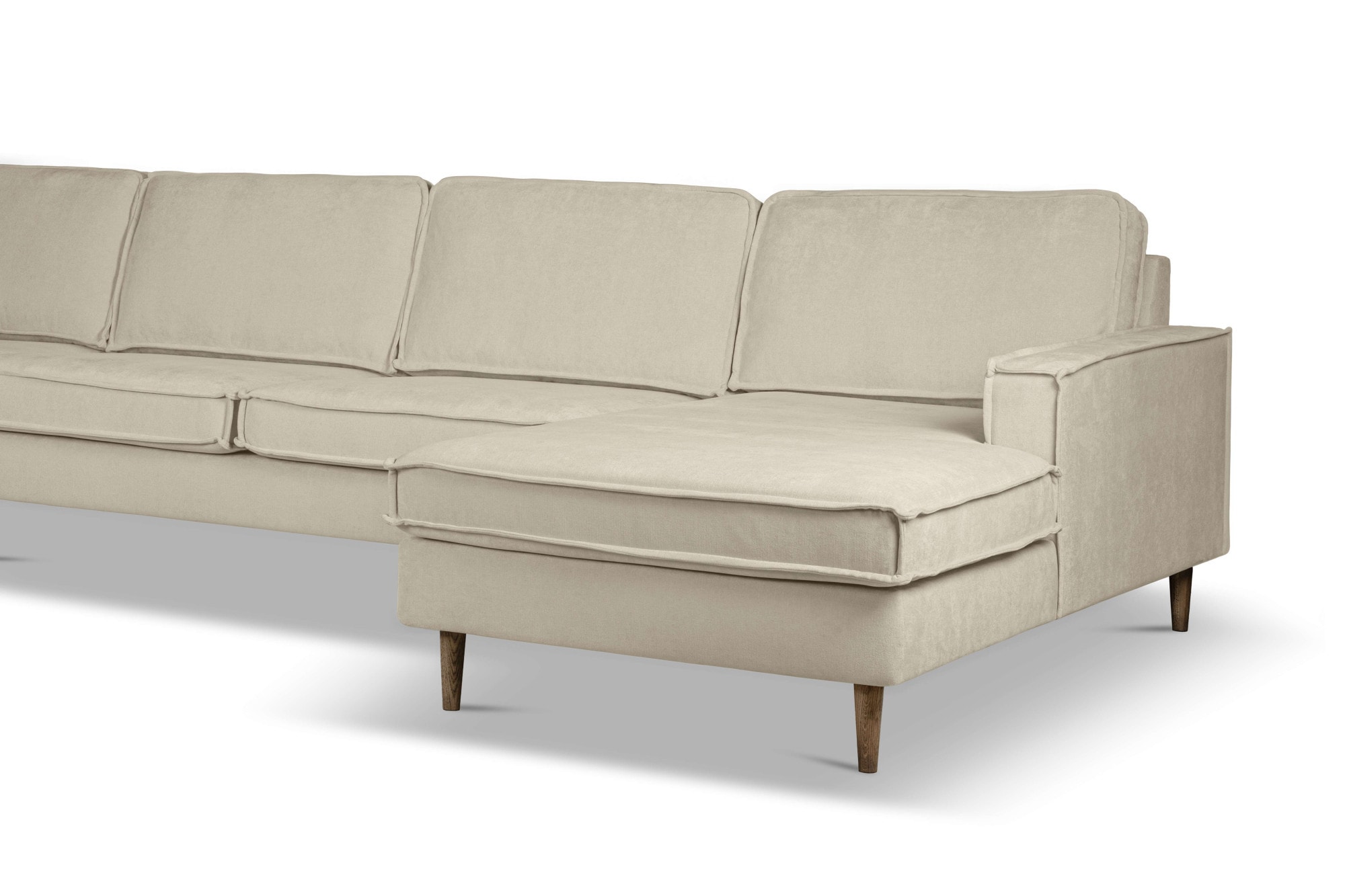 Home affaire Wohnlandschaft »Pinto Skandi, 350 cm, U-Form, XXL, mit Ottomanen« mit Keder, Massivholzfüße Eiche geräuchert, Wellenunterfederung