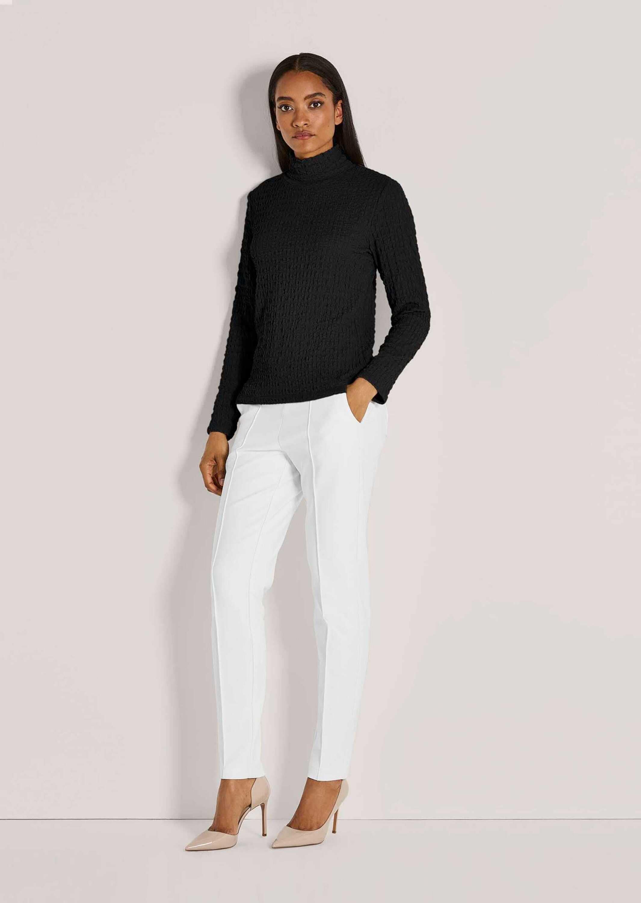 MADELEINE Langarmshirt »Jerseybluse Elegantes Oberteil mit Stehkragen«