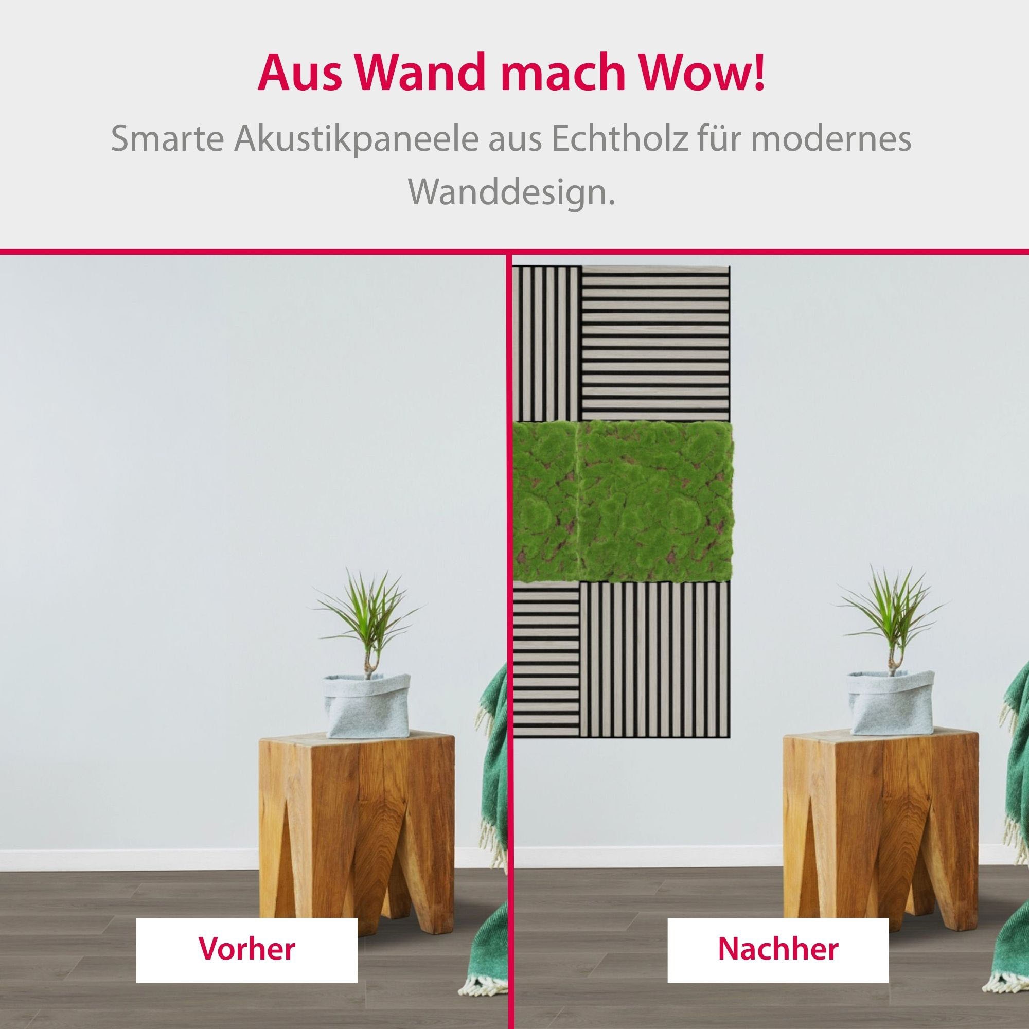 Architects Paper Schallschutzpaneel »A.S. Création Modular Wall Akustikpaneel Holzlamellen Eiche« 1 tlg. Echtholzfurnier auf rPET-Filz mit Schallabsorptionsklasse E