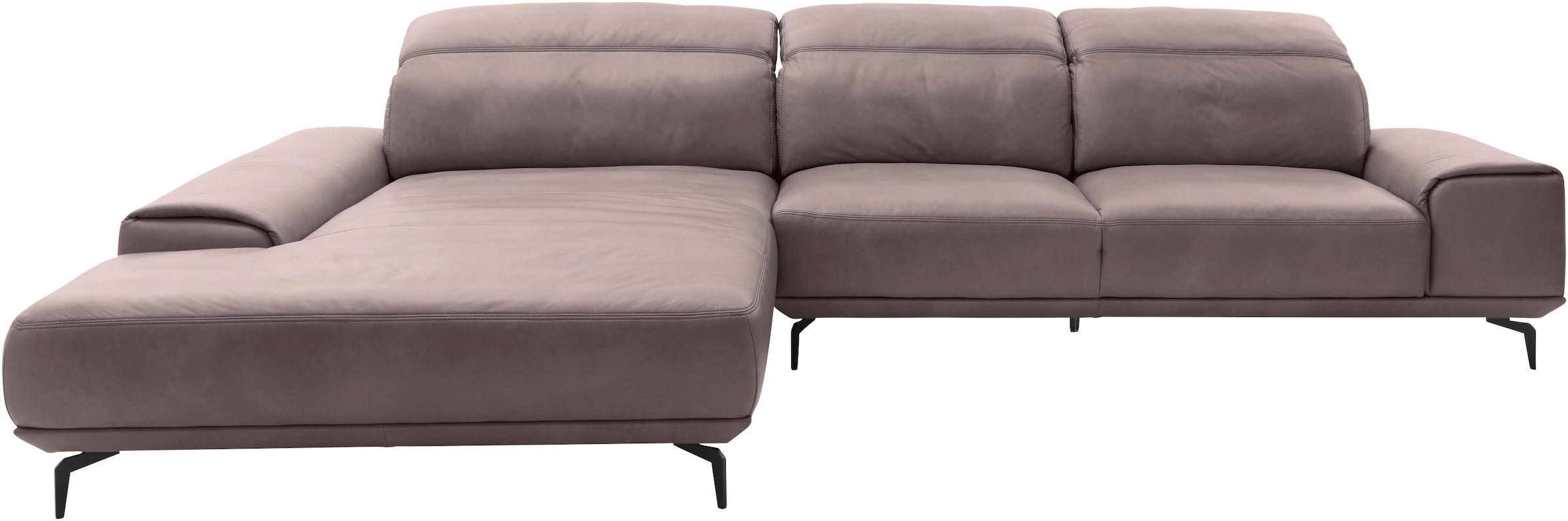 Musterring Wohnlandschaft »MR 2490 Ecksofa mit erstklassigem Sitzkomfort, Long-Life-Leder« Fuß Schwarz, Sitzhöhe 46cm, wahlweise mit Funktionen, Maße 342x207 cm