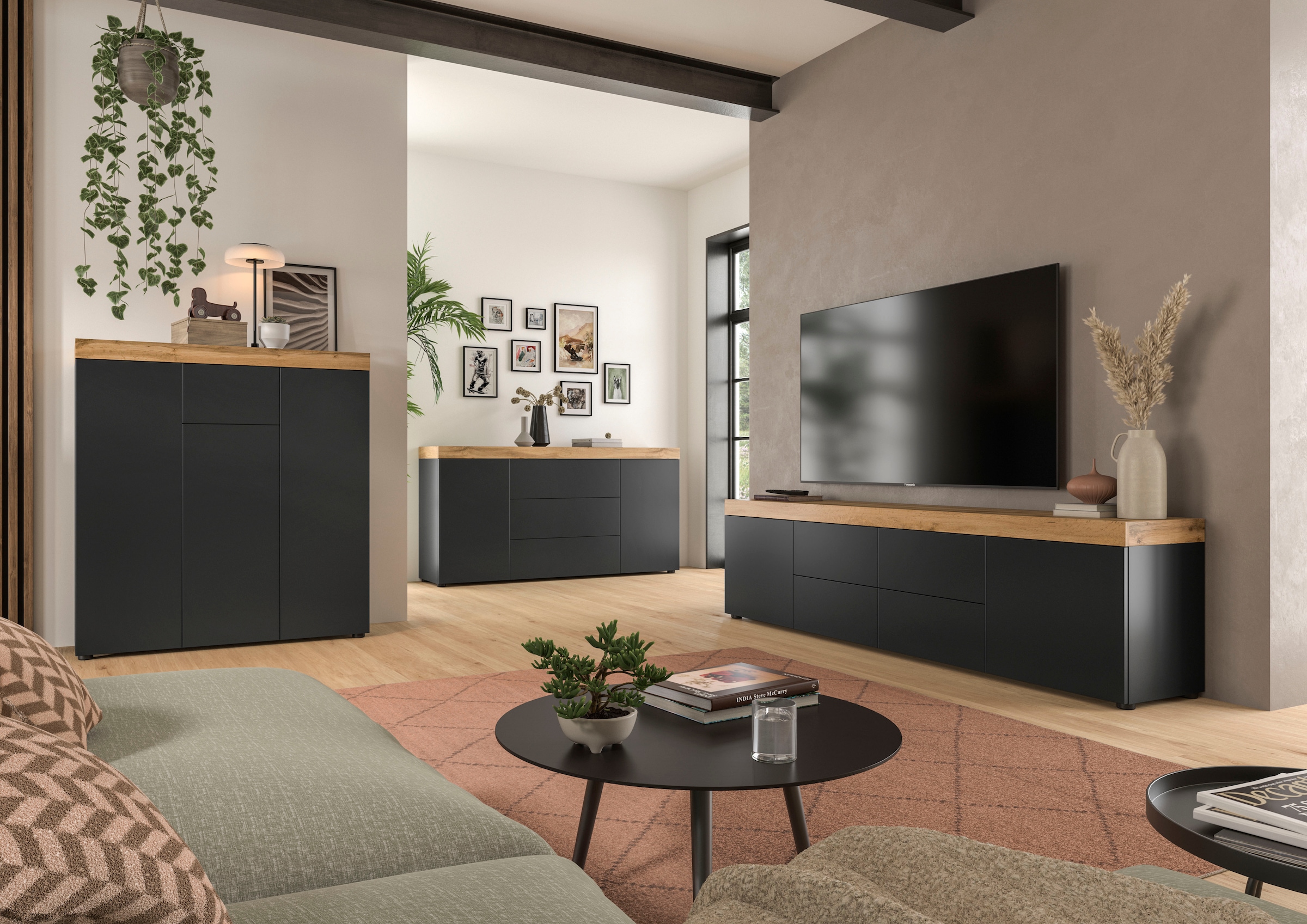 OTTO home Highboard »MAMBO« 2 farbige Ausführung, in verschiedenen Farben erhältlich, 1 Stk. tlg. Kommode, Sideboard, Wohnzimmer, Schlafzimmer