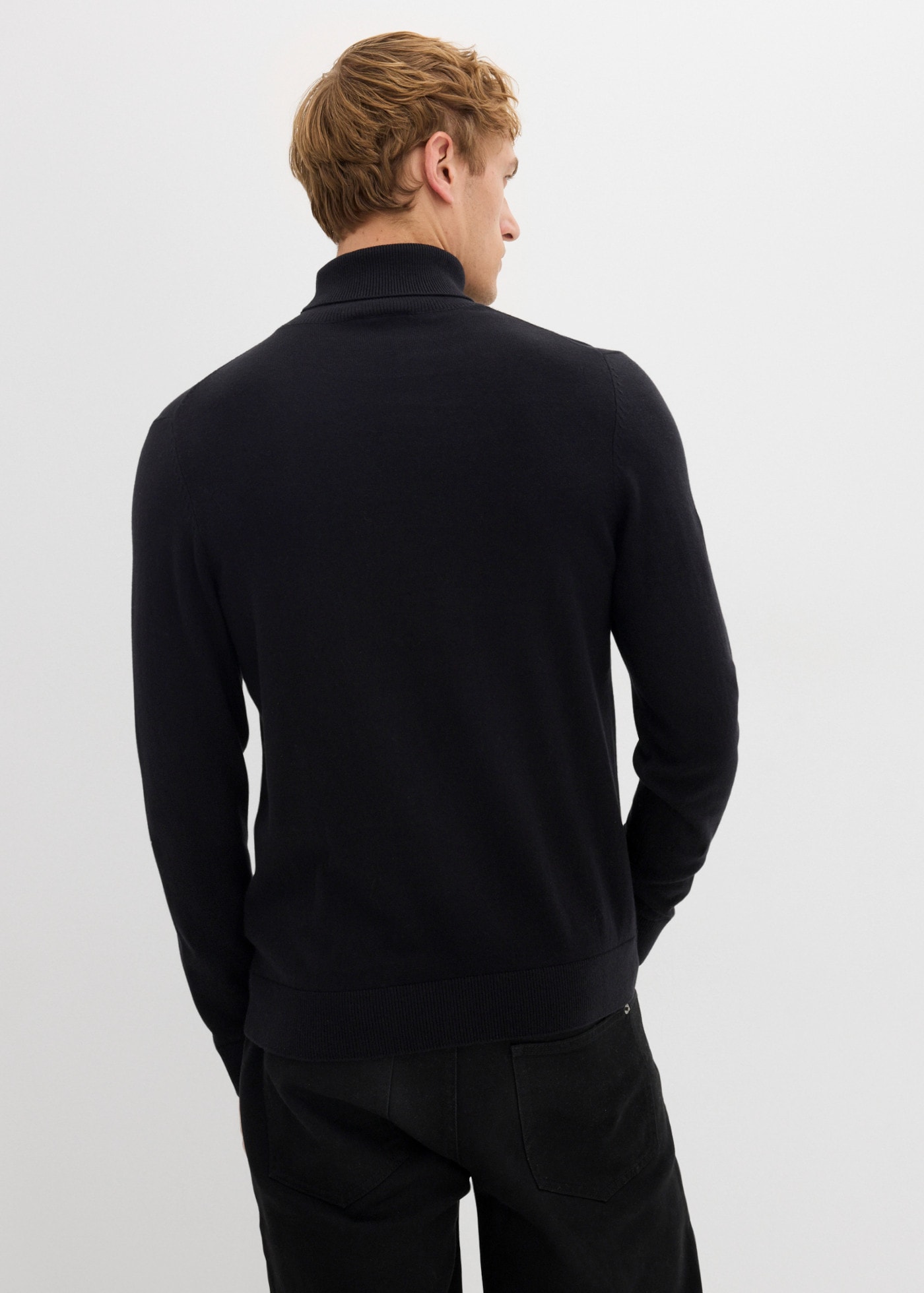 bonprix Rollkragenpullover eleganter Stil, aus Baumwolle und Wolle, Slim Fit Passform