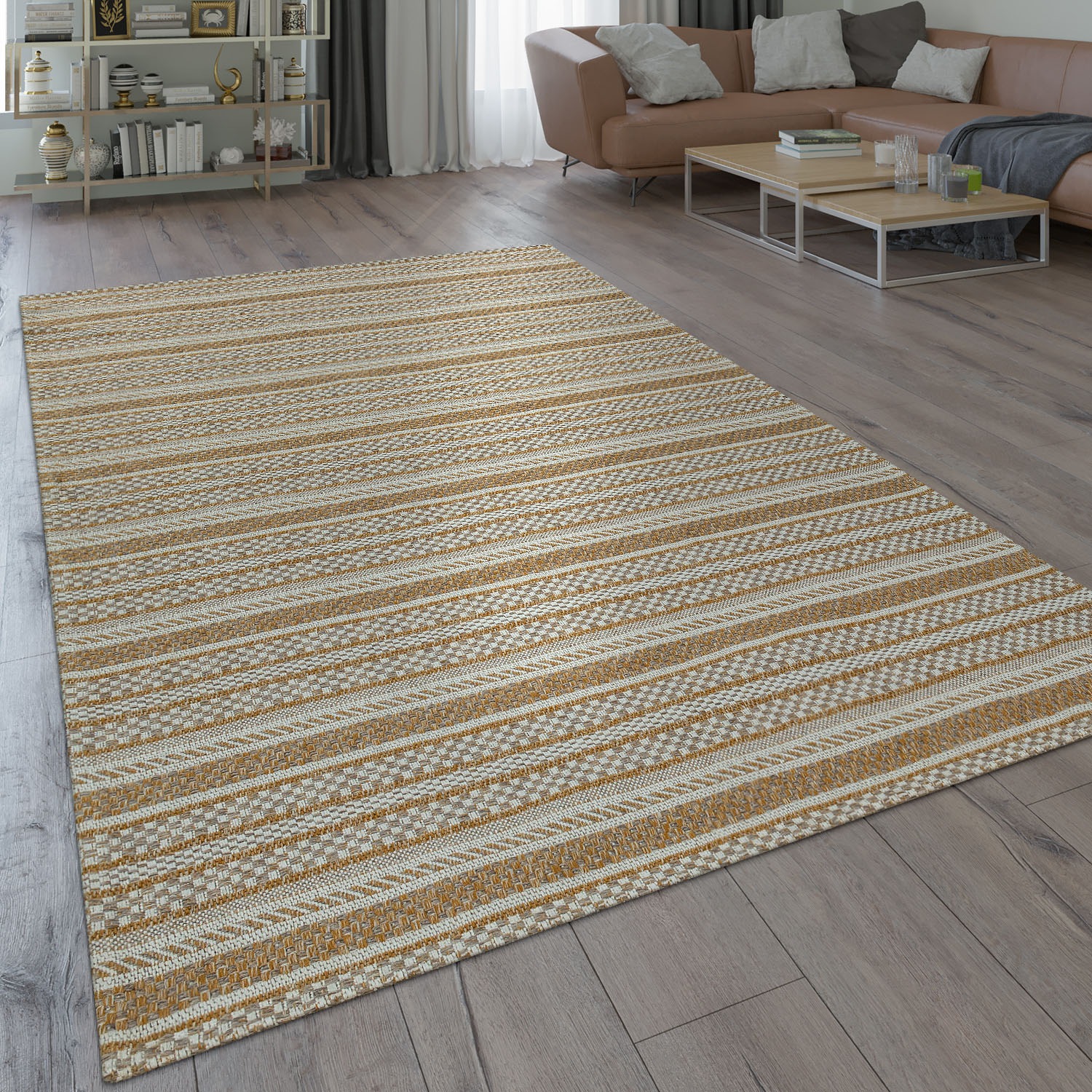 Paco Home Teppich »Varadero 464«, rechteckig, 4 mm Höhe, Flachgewebe, 3D-Design, Wohnzimmer
