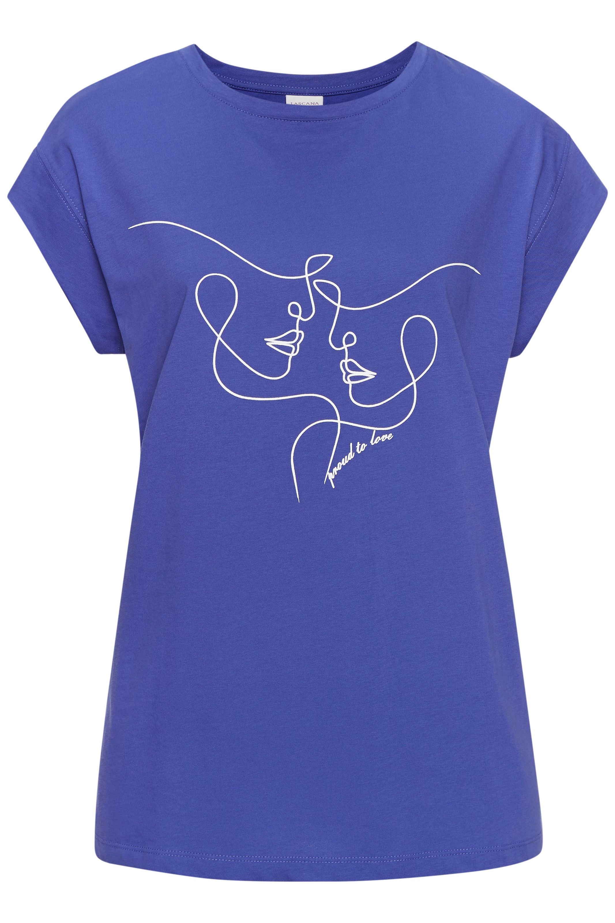 LASCANA Kurzarmshirt, mit Frontdruck, T-Shirt aus Baumwolle, Printshirt, Basic